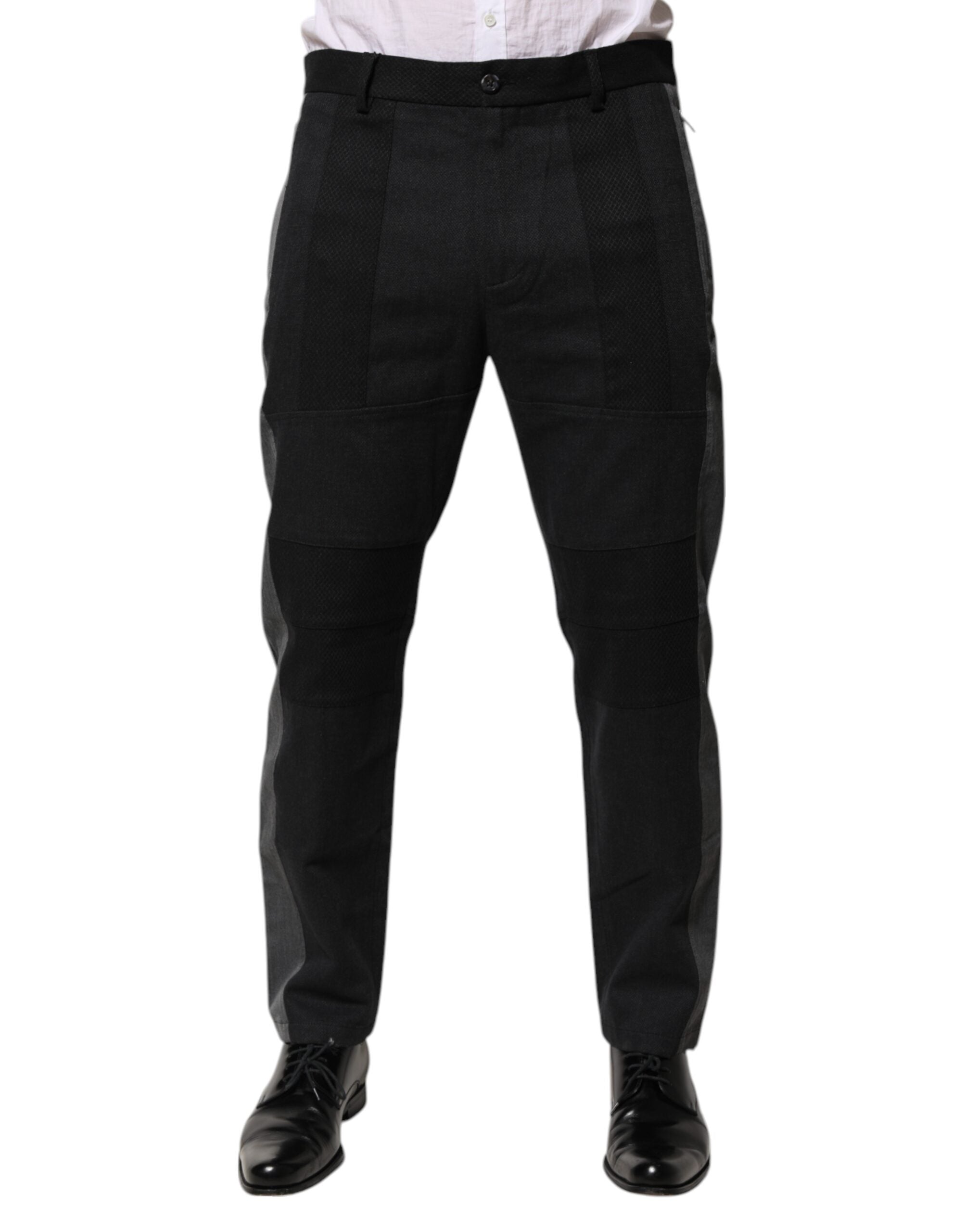 Dolce & Gabbana Black Grey Cotton Dress Formal Trousers Pants