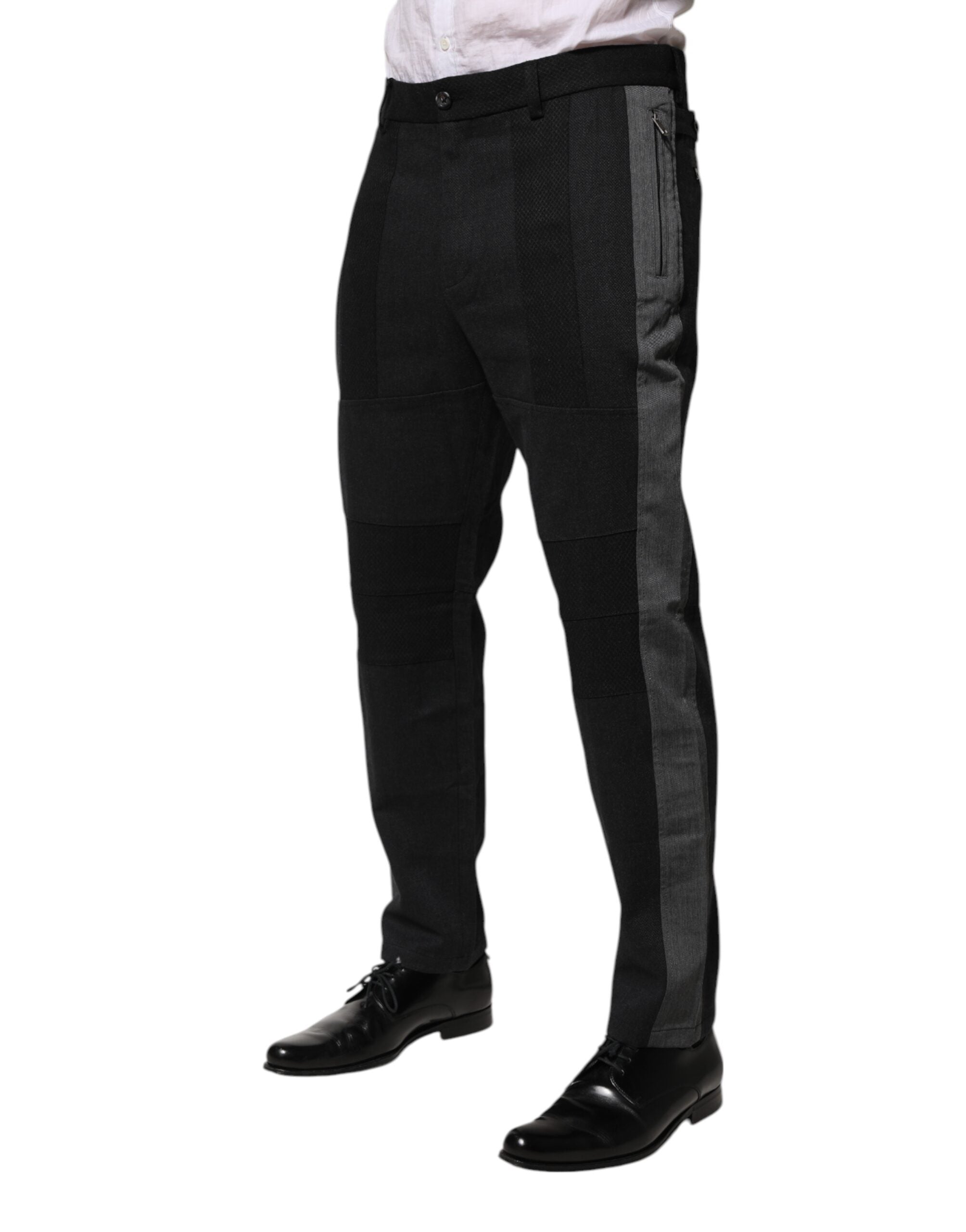Dolce & Gabbana Black Grey Cotton Dress Formal Trousers Pants-3