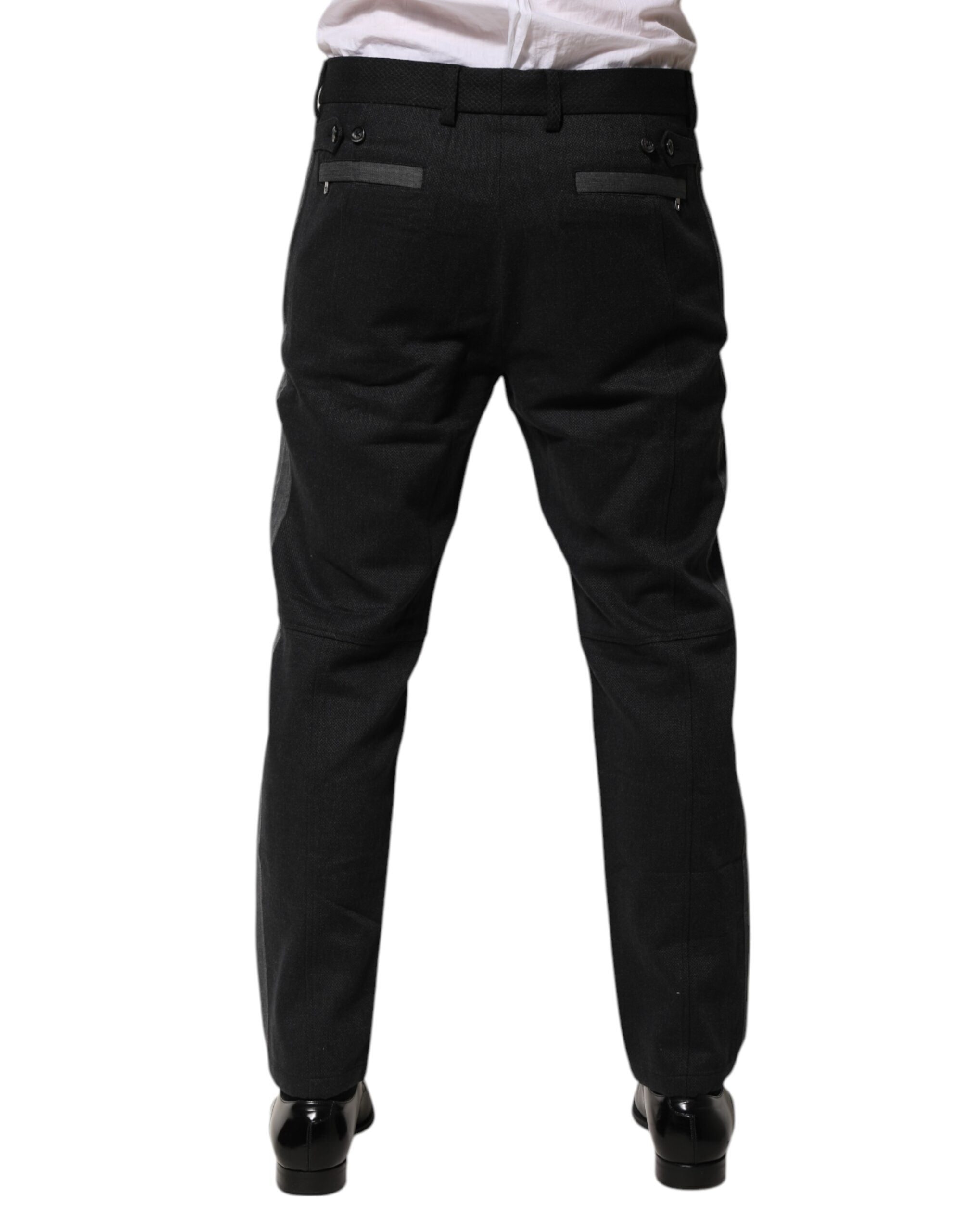 Dolce & Gabbana Black Grey Cotton Dress Formal Trousers Pants-4