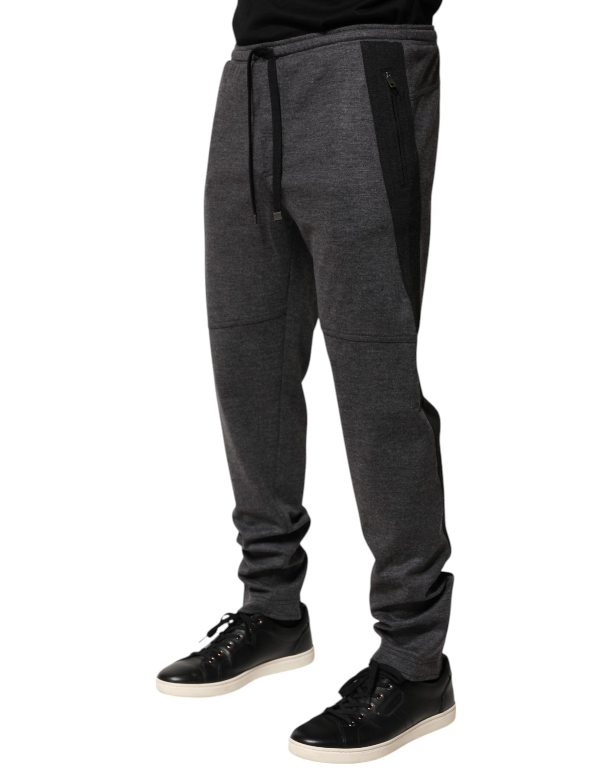 Dolce & Gabbana Grey Black Wool Blend Jogger Sweatpants Trousers-3