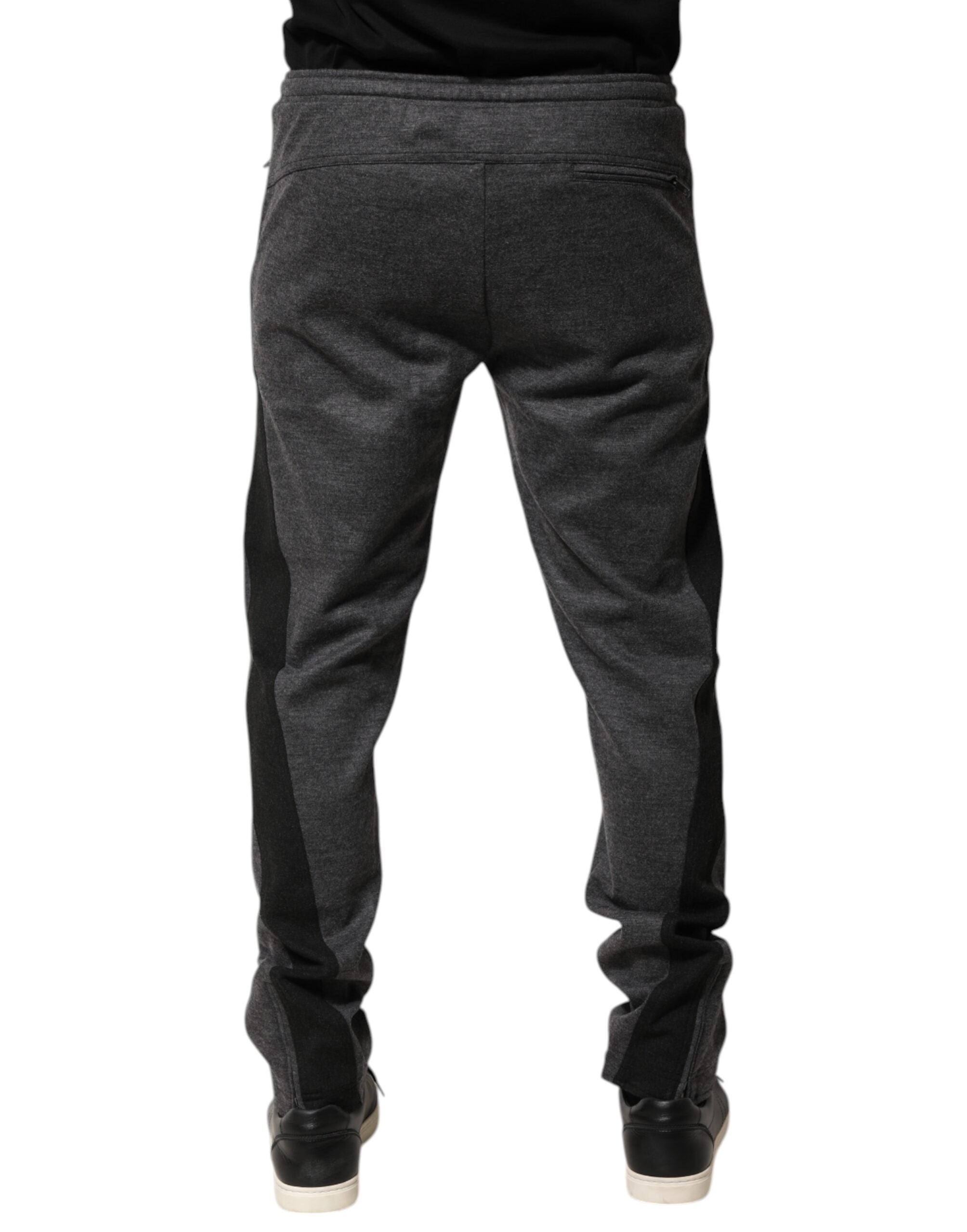 Dolce & Gabbana Grey Black Wool Blend Jogger Sweatpants Trousers-4