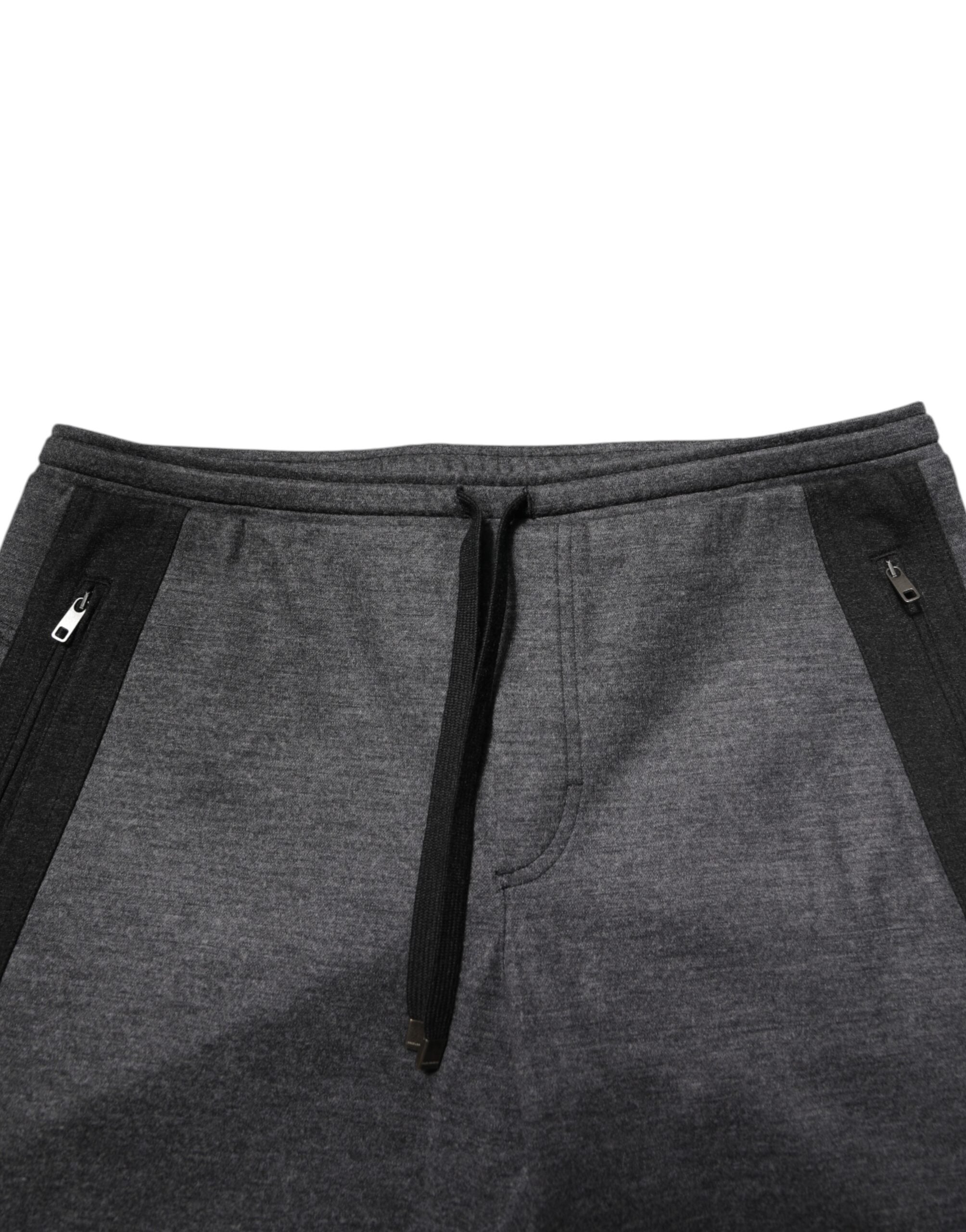 Dolce & Gabbana Grey Black Wool Blend Jogger Sweatpants Trousers-5