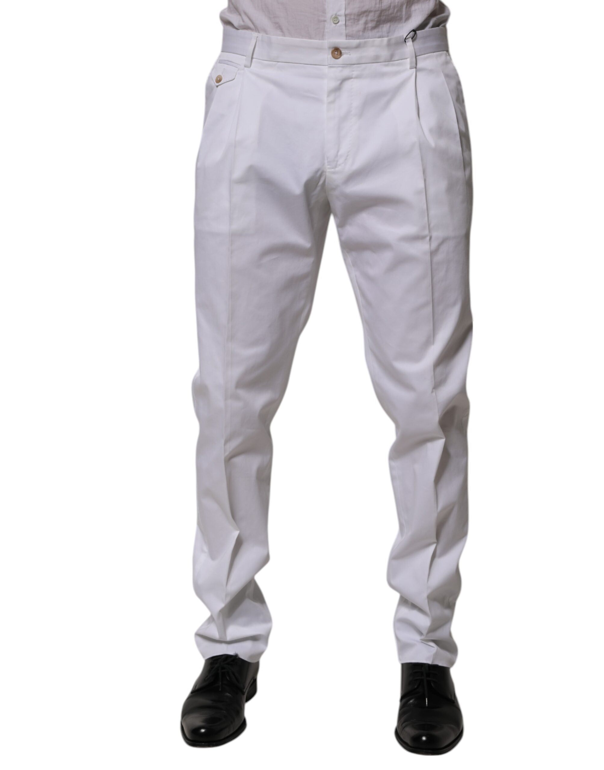 Vestido de algodón blanco Dolce & Gabbana, pantalones formales ajustados-2