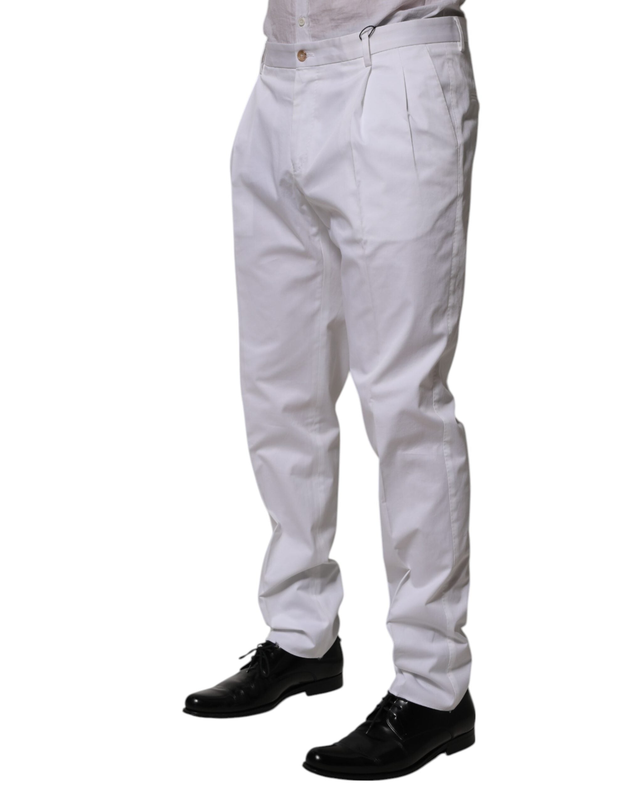 Vestido de algodón blanco Dolce & Gabbana, pantalones formales ajustados-3