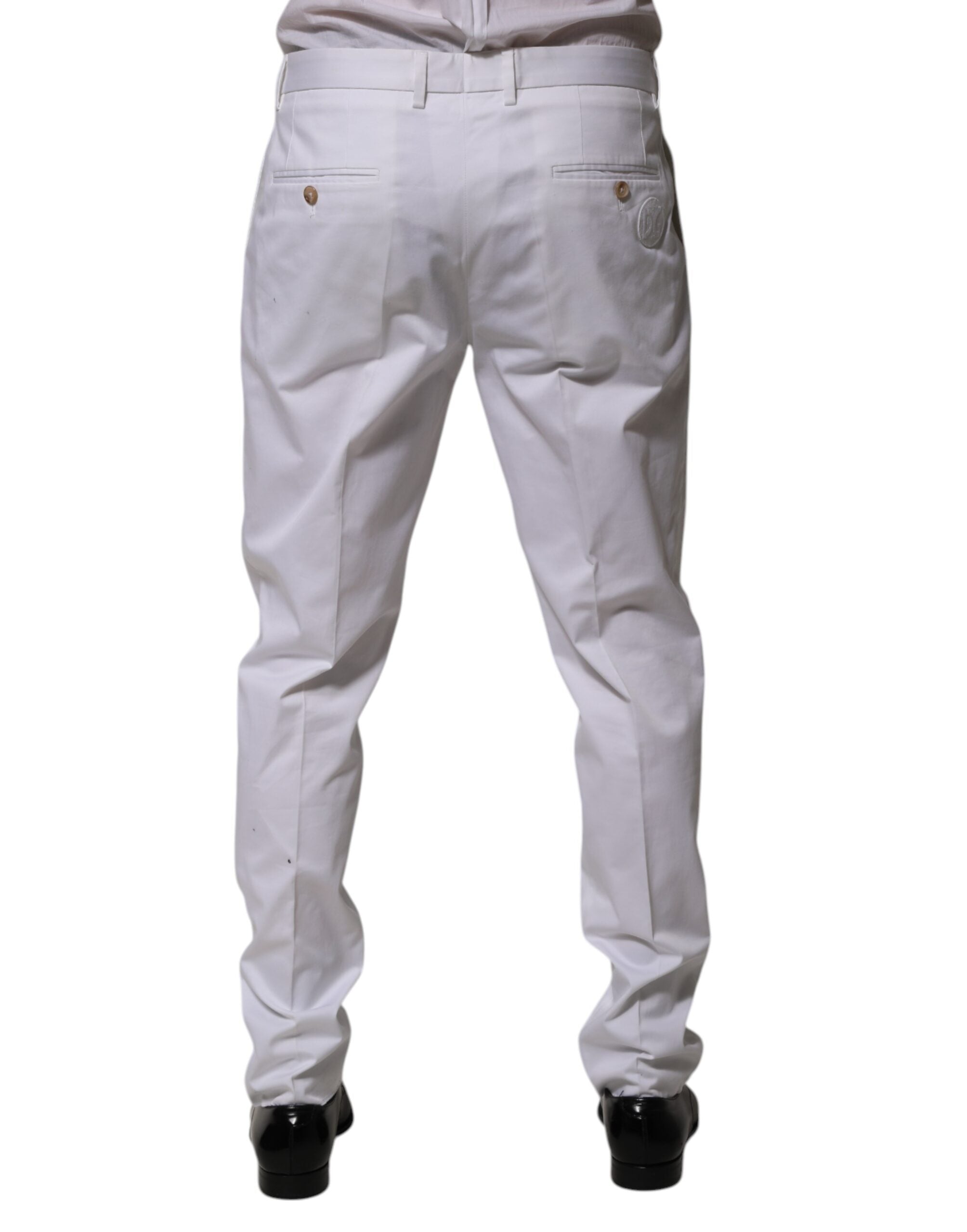 Vestido de algodón blanco Dolce & Gabbana, pantalones formales ajustados-4