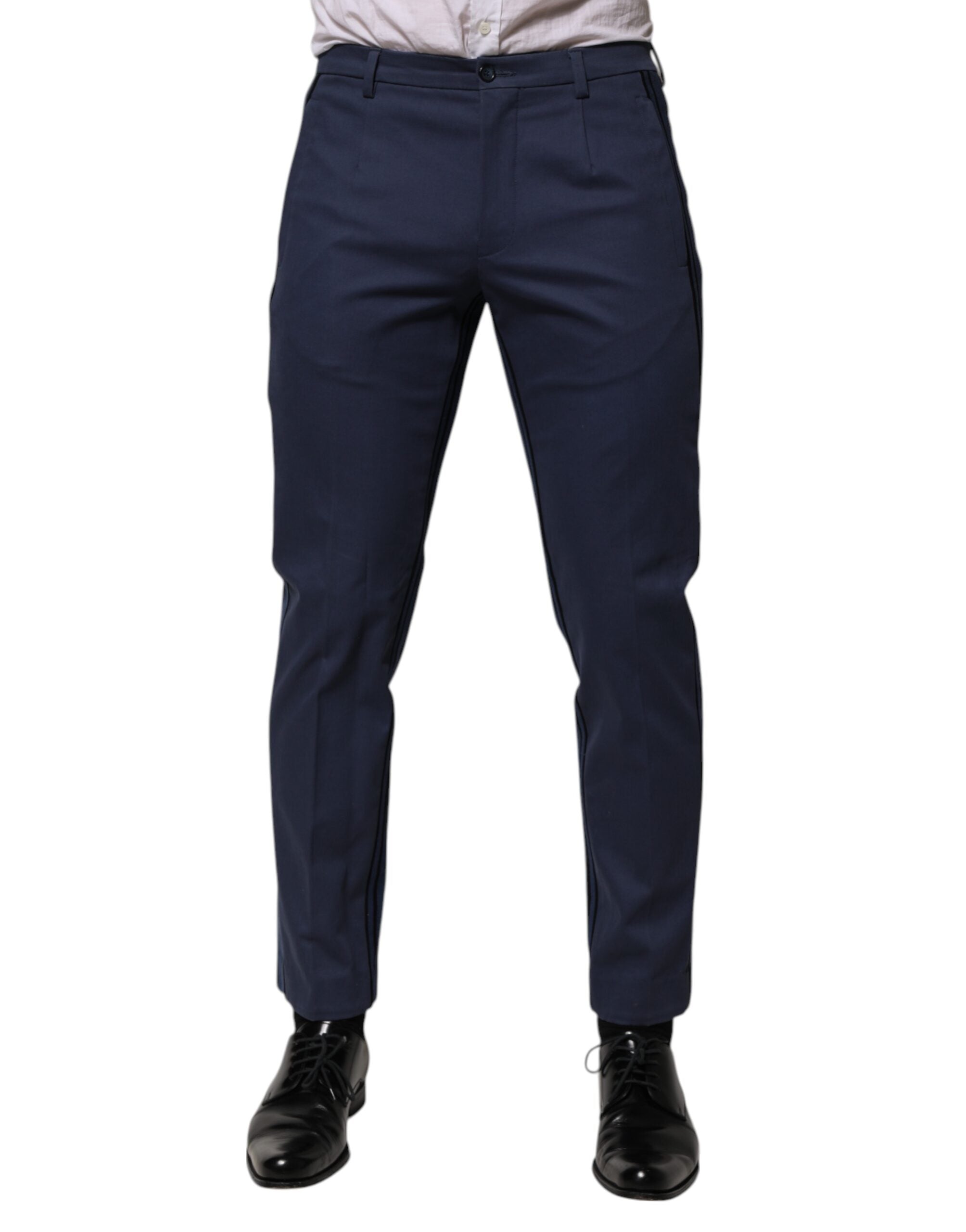 Pantalones formales cónicos de algodón azul Dolce & Gabbana para hombre-2