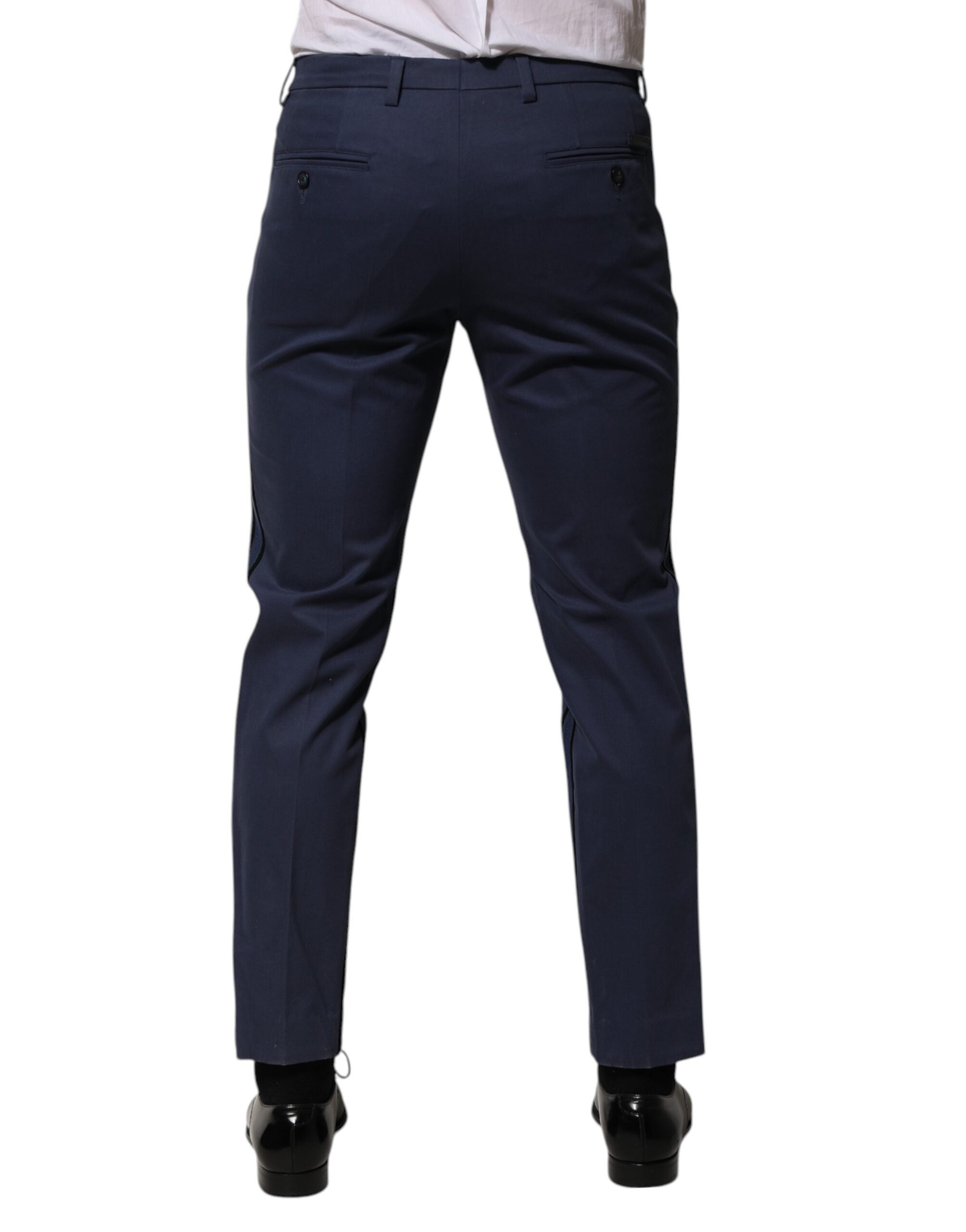 Pantalones formales cónicos de algodón azul Dolce & Gabbana para hombre-4