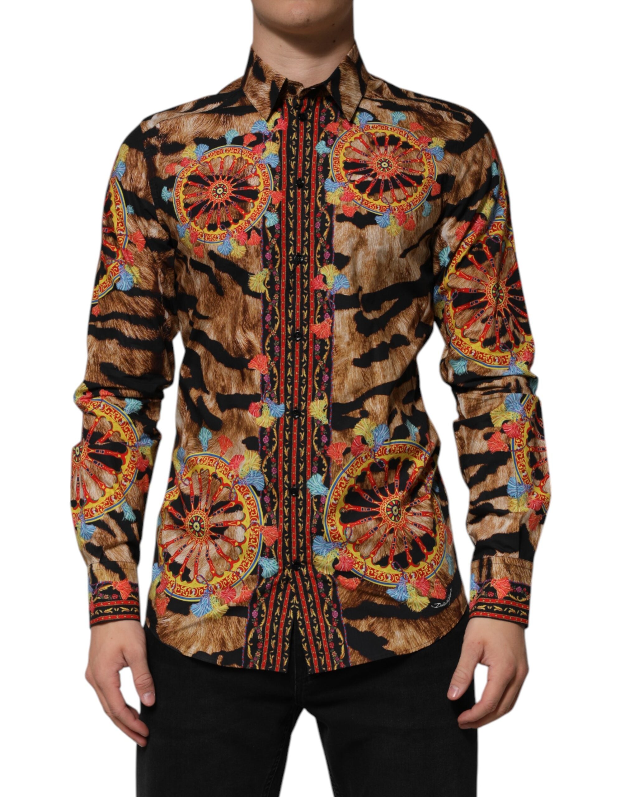 Dolce & Gabbana GOLD Cotton Tiger Carretto long sleeve shirt-2