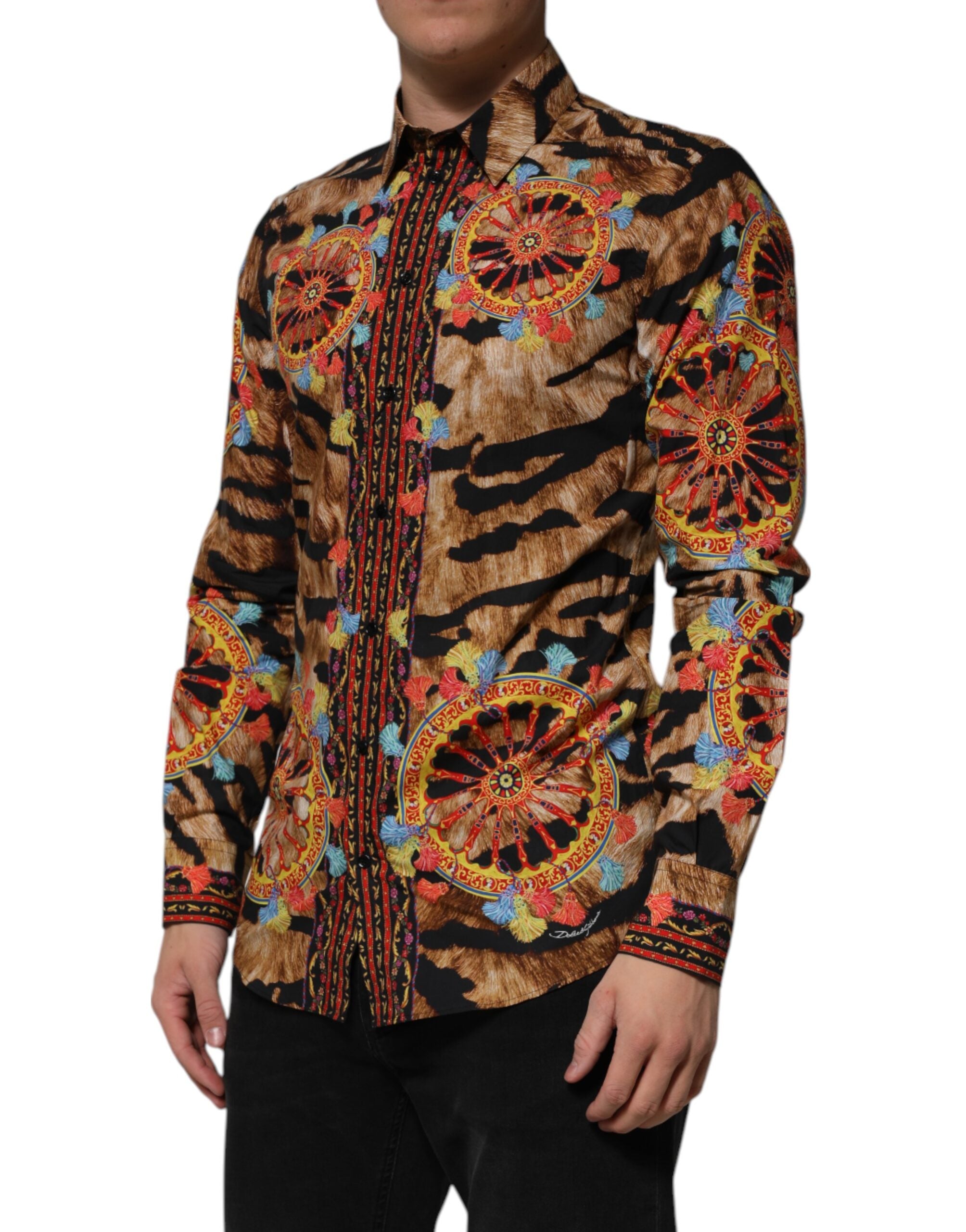 Dolce & Gabbana GOLD Cotton Tiger Carretto long sleeve shirt-3