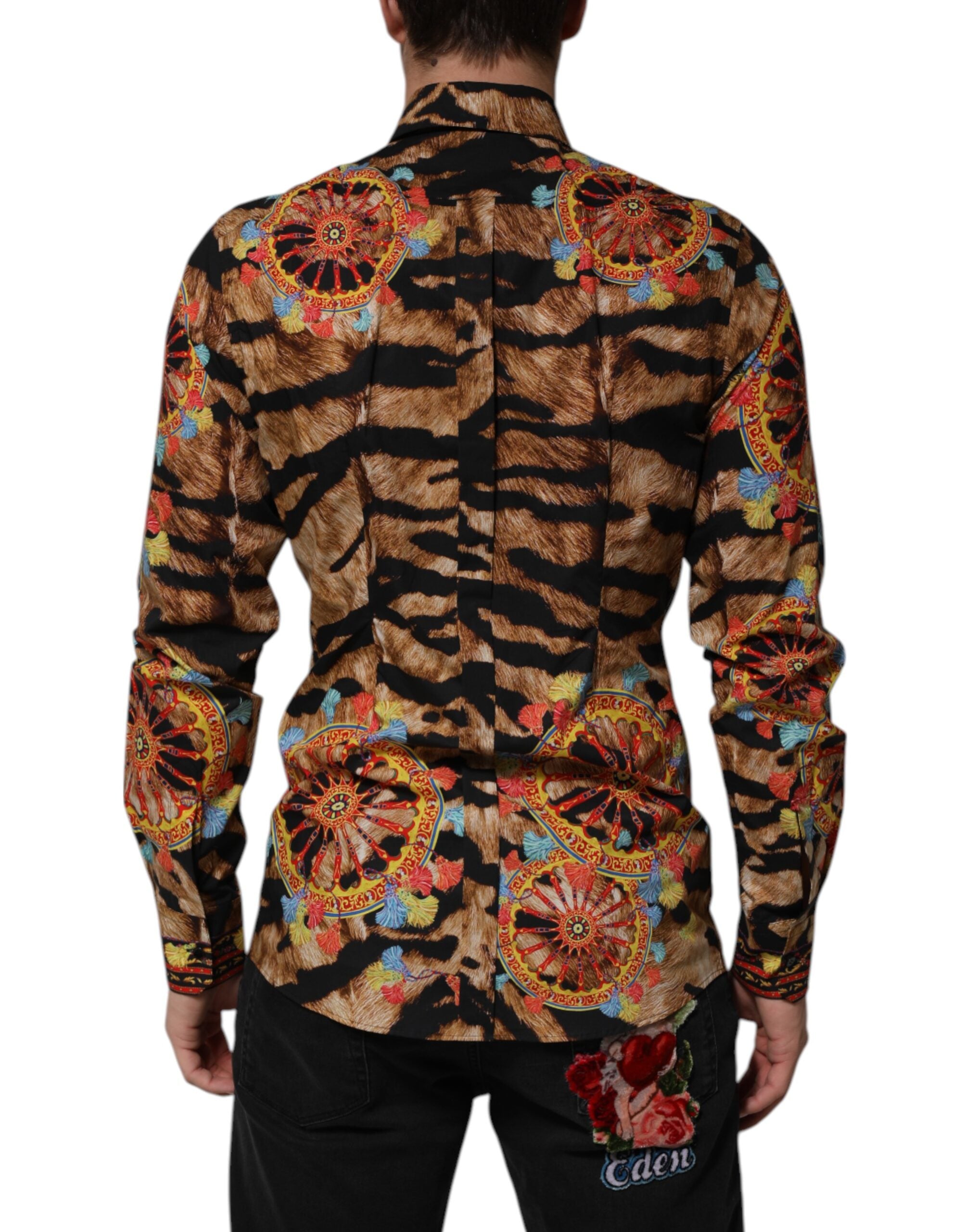 Dolce & Gabbana GOLD Cotton Tiger Carretto long sleeve shirt-4