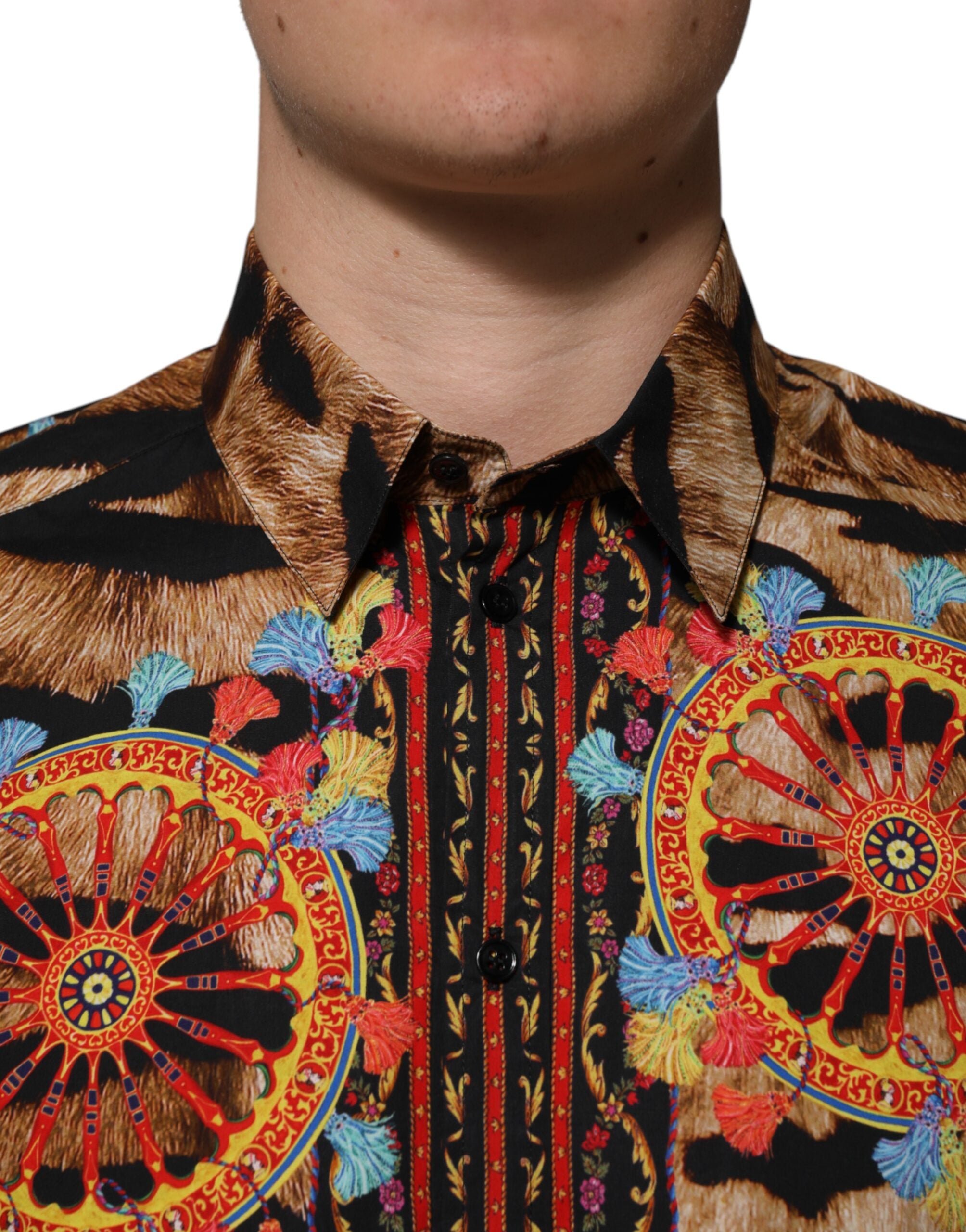 Dolce & Gabbana GOLD Cotton Tiger Carretto long sleeve shirt-5