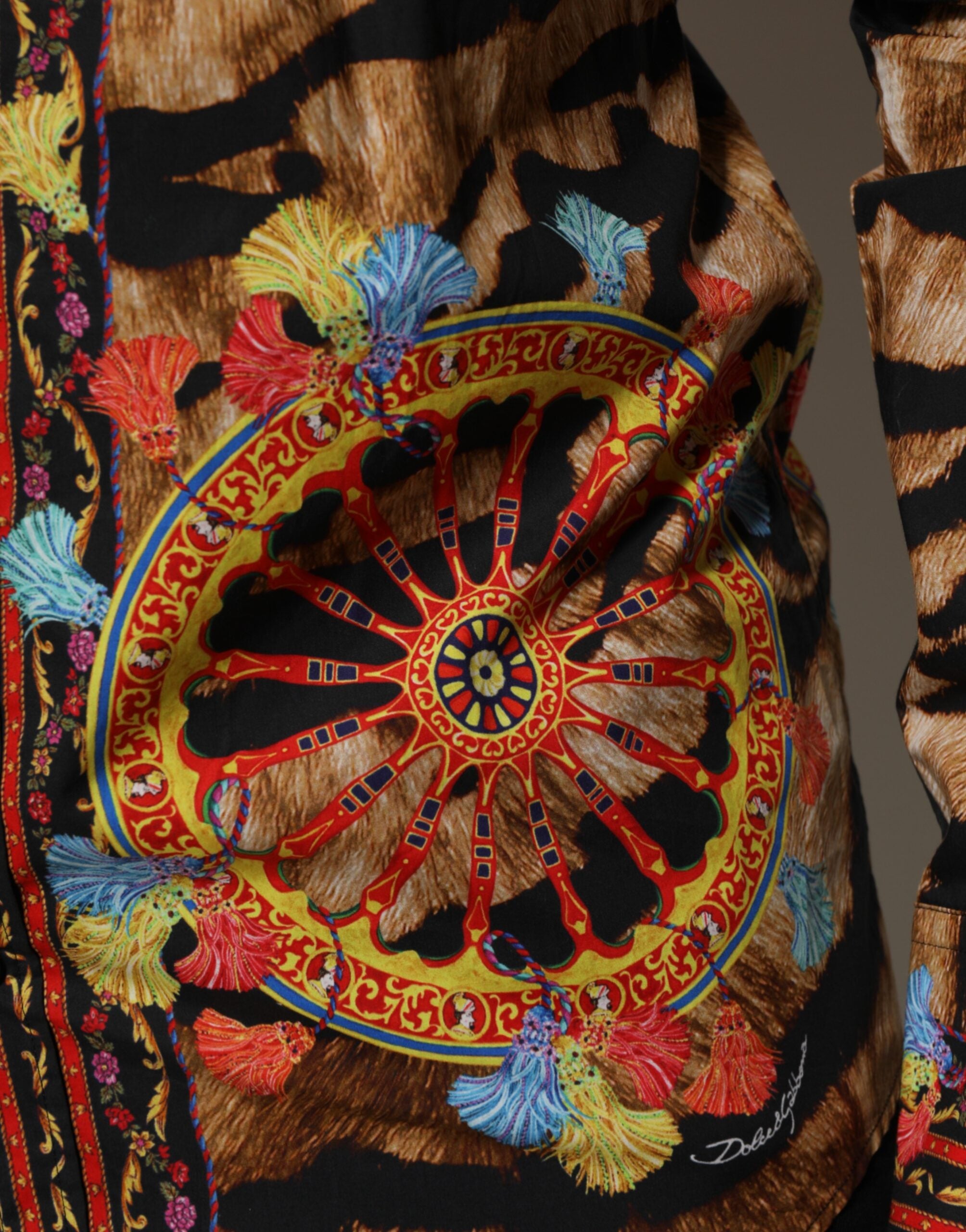 Dolce & Gabbana GOLD Cotton Tiger Carretto long sleeve shirt-6