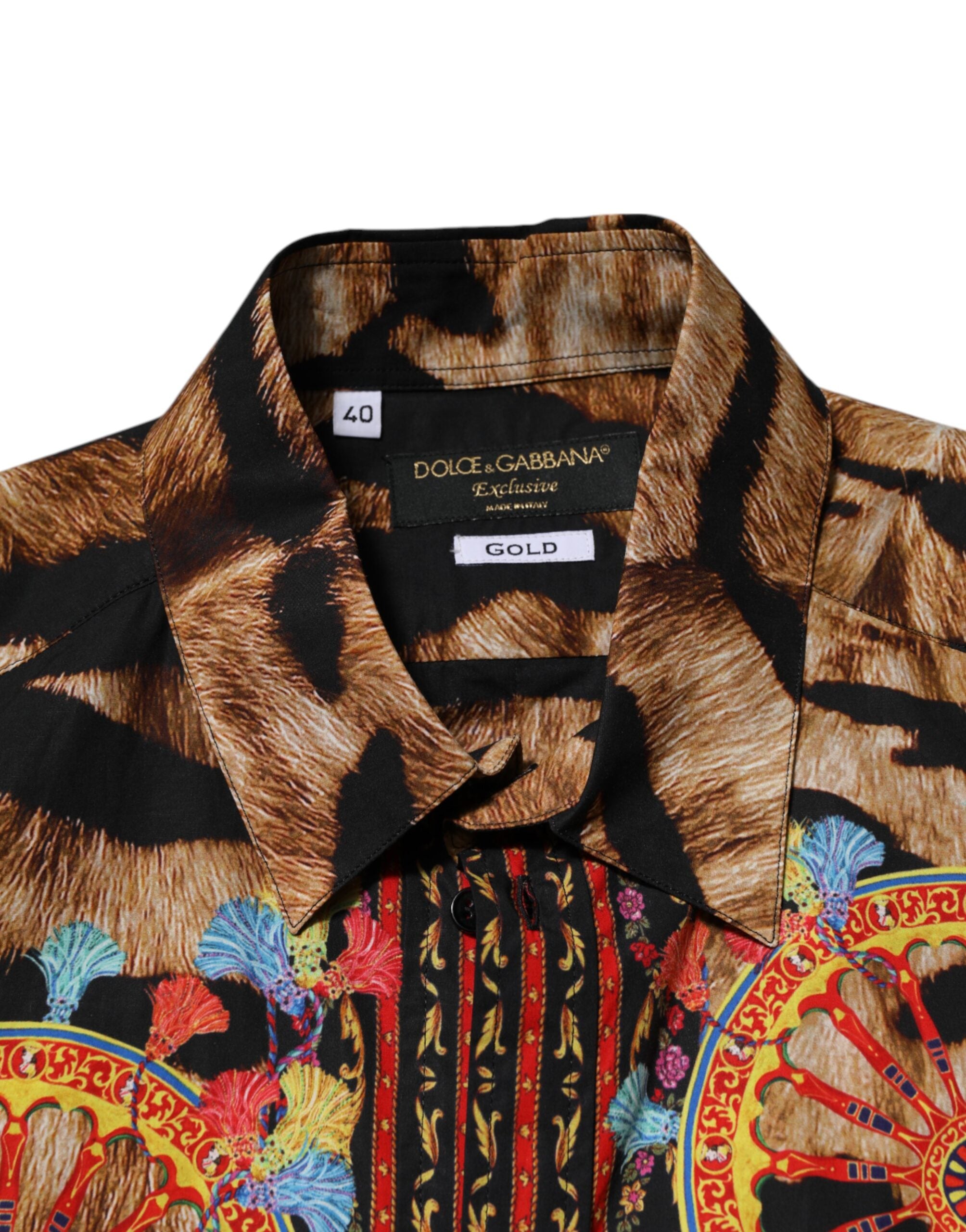 Dolce & Gabbana GOLD Cotton Tiger Carretto long sleeve shirt-7