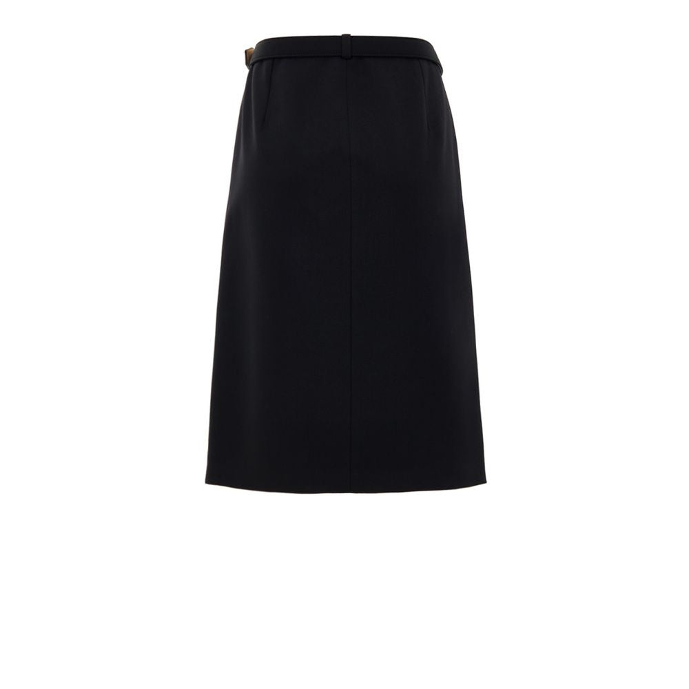 Gucci black wool midi-length skirt-2