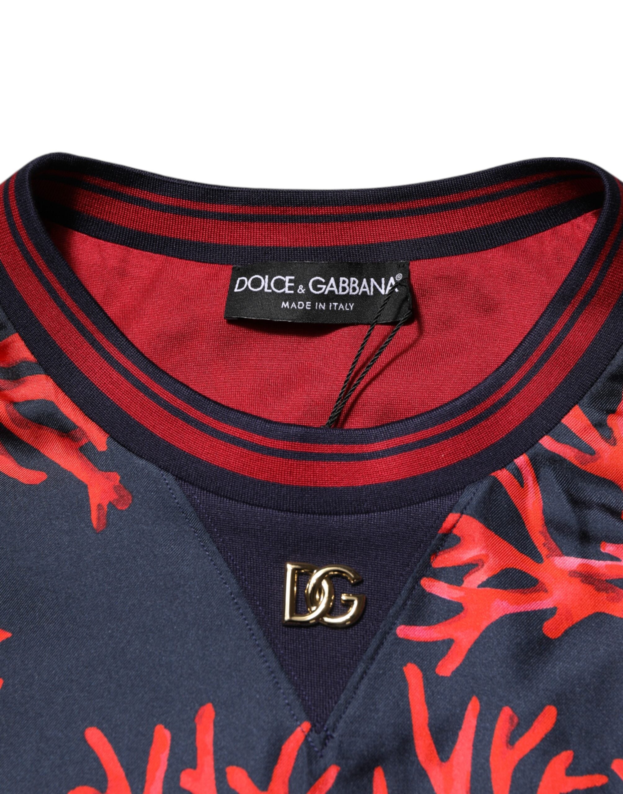 Dolce & Gabbana navy silk sweater with coral print-6