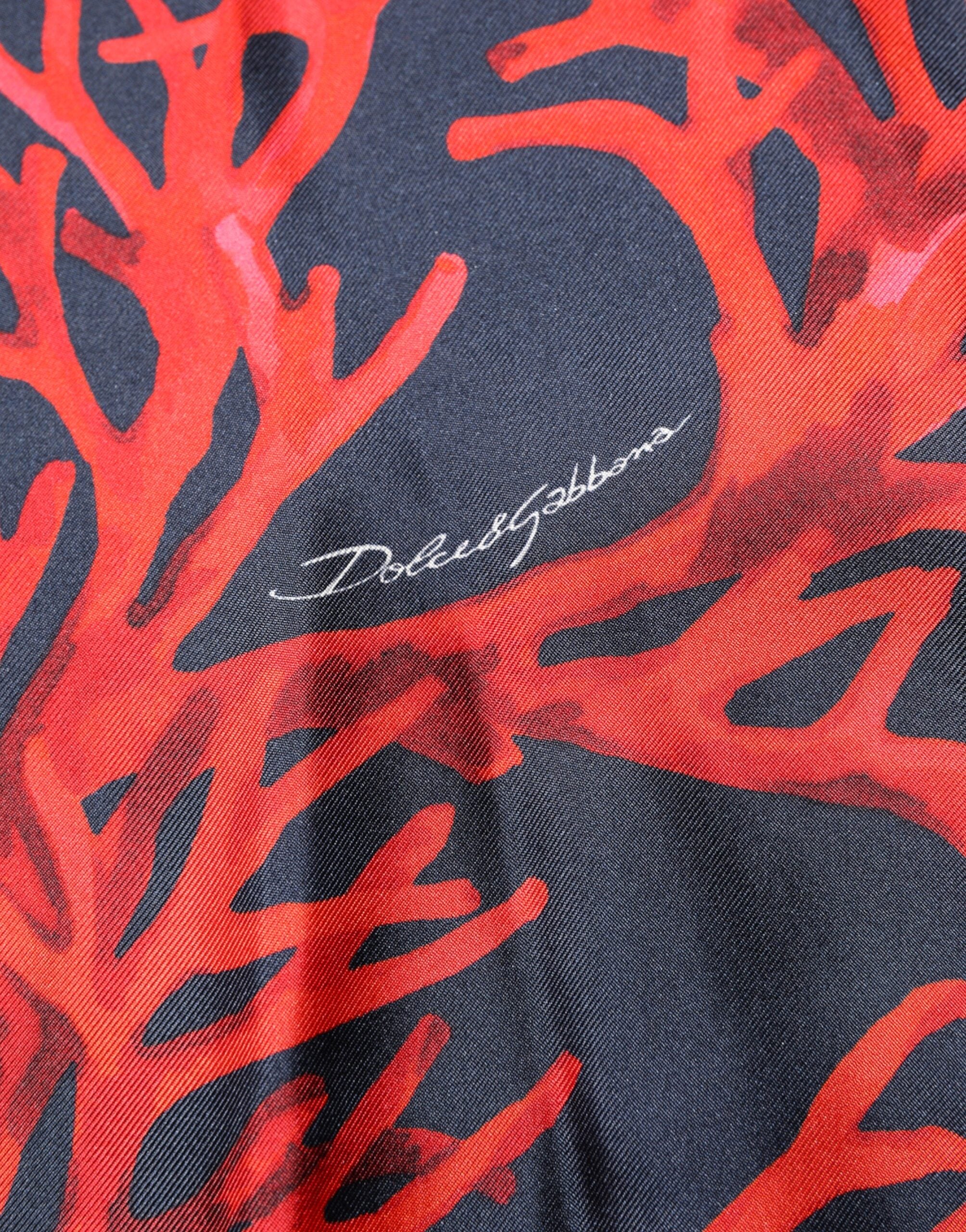 Dolce & Gabbana navy silk sweater with coral print-7