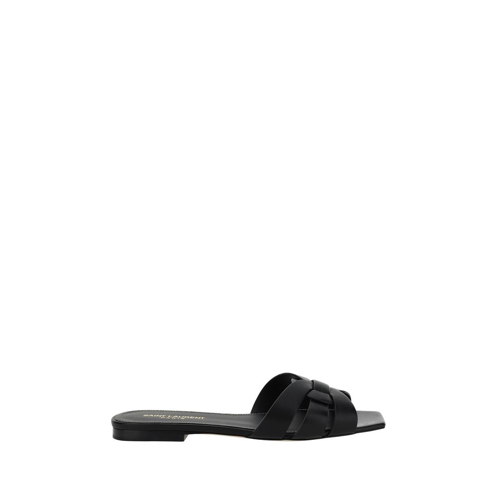 Saint Laurent Black Calfskin Bos Taurus Sandals-1