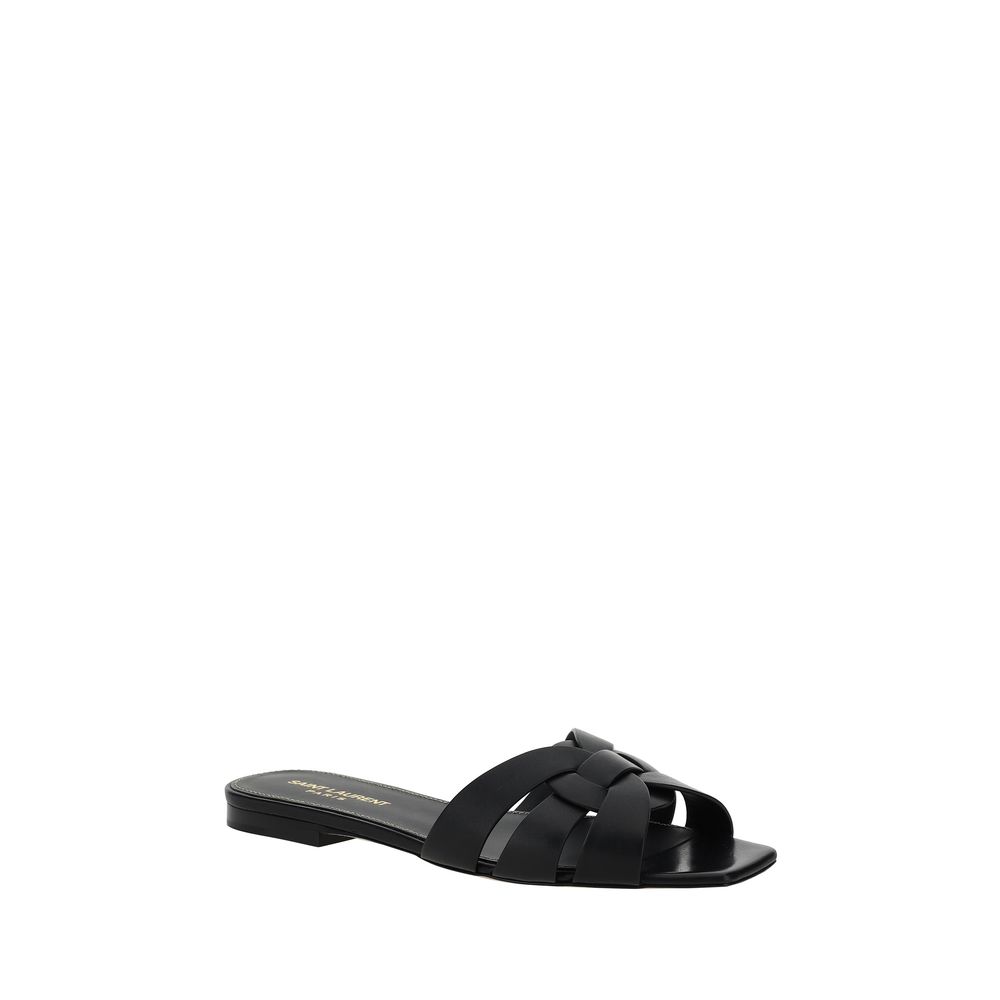 Saint Laurent Black Calfskin Bos Taurus Sandals-2