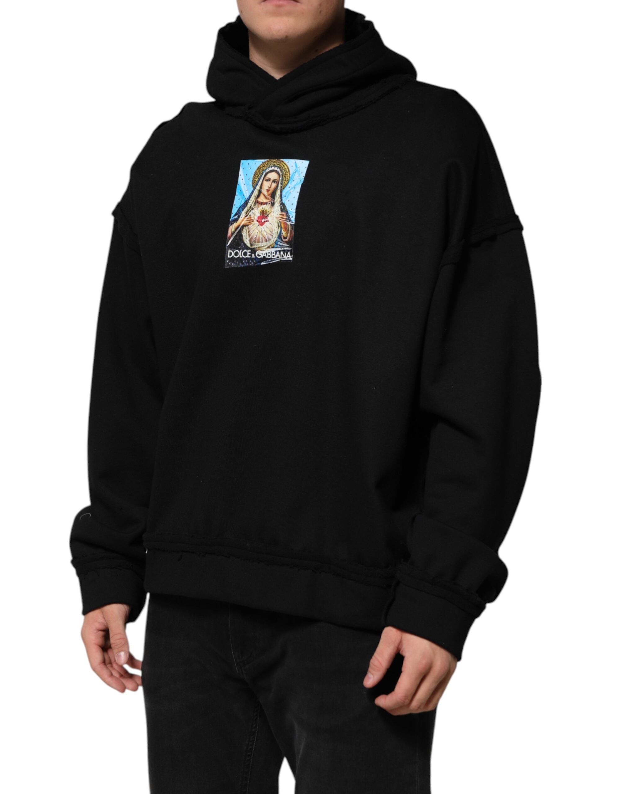 Dolce & Gabbana Black printed hoodie with crystal embellished jacket-3
