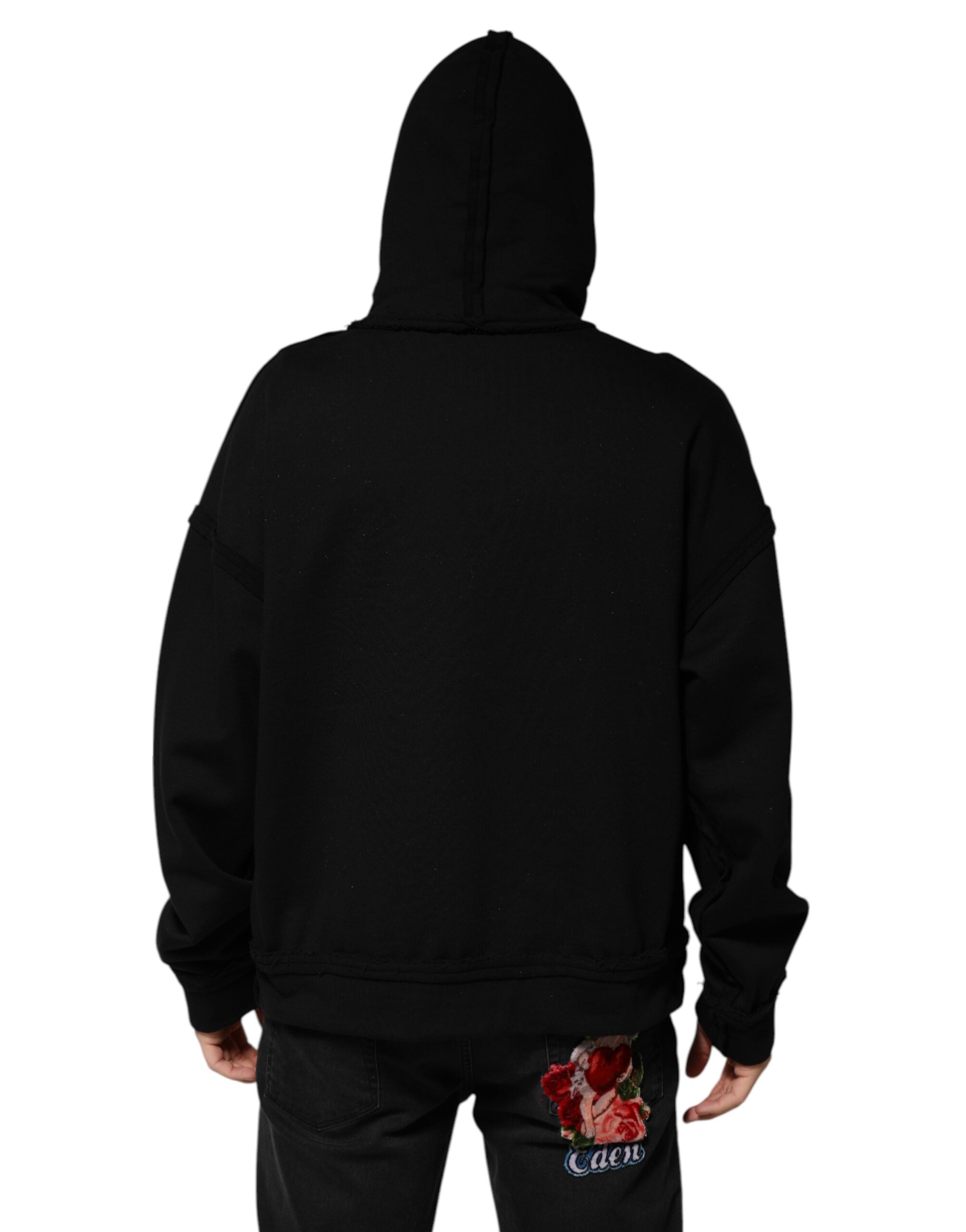 Dolce & Gabbana Black printed hoodie with crystal embellished jacket-4