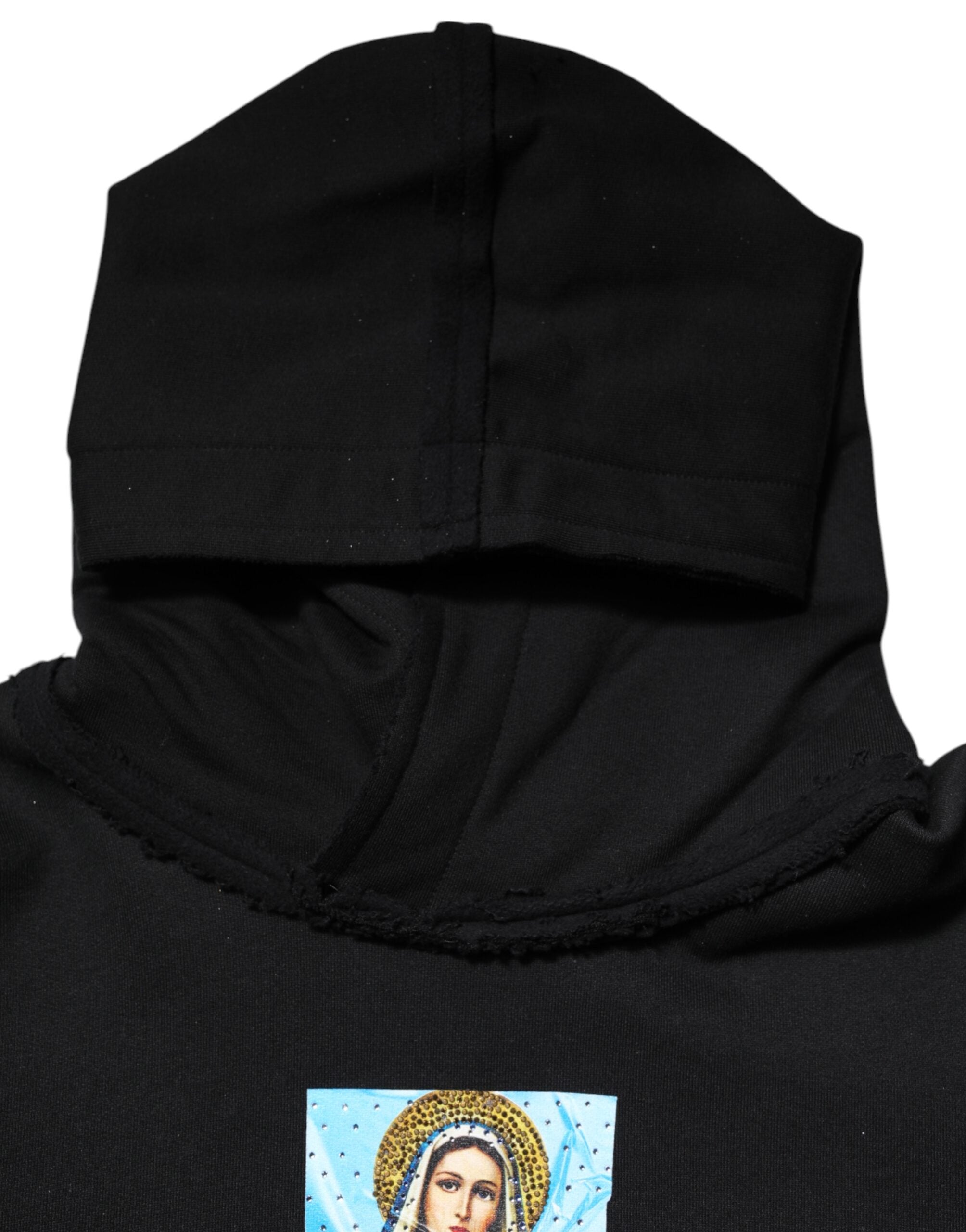 Dolce & Gabbana Black printed hoodie with crystal embellished jacket-6
