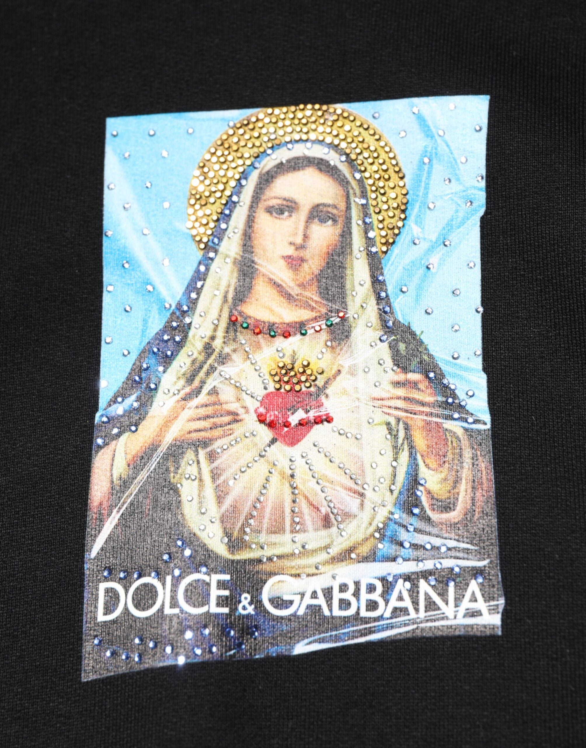 Dolce & Gabbana Black printed hoodie with crystal embellished jacket-7