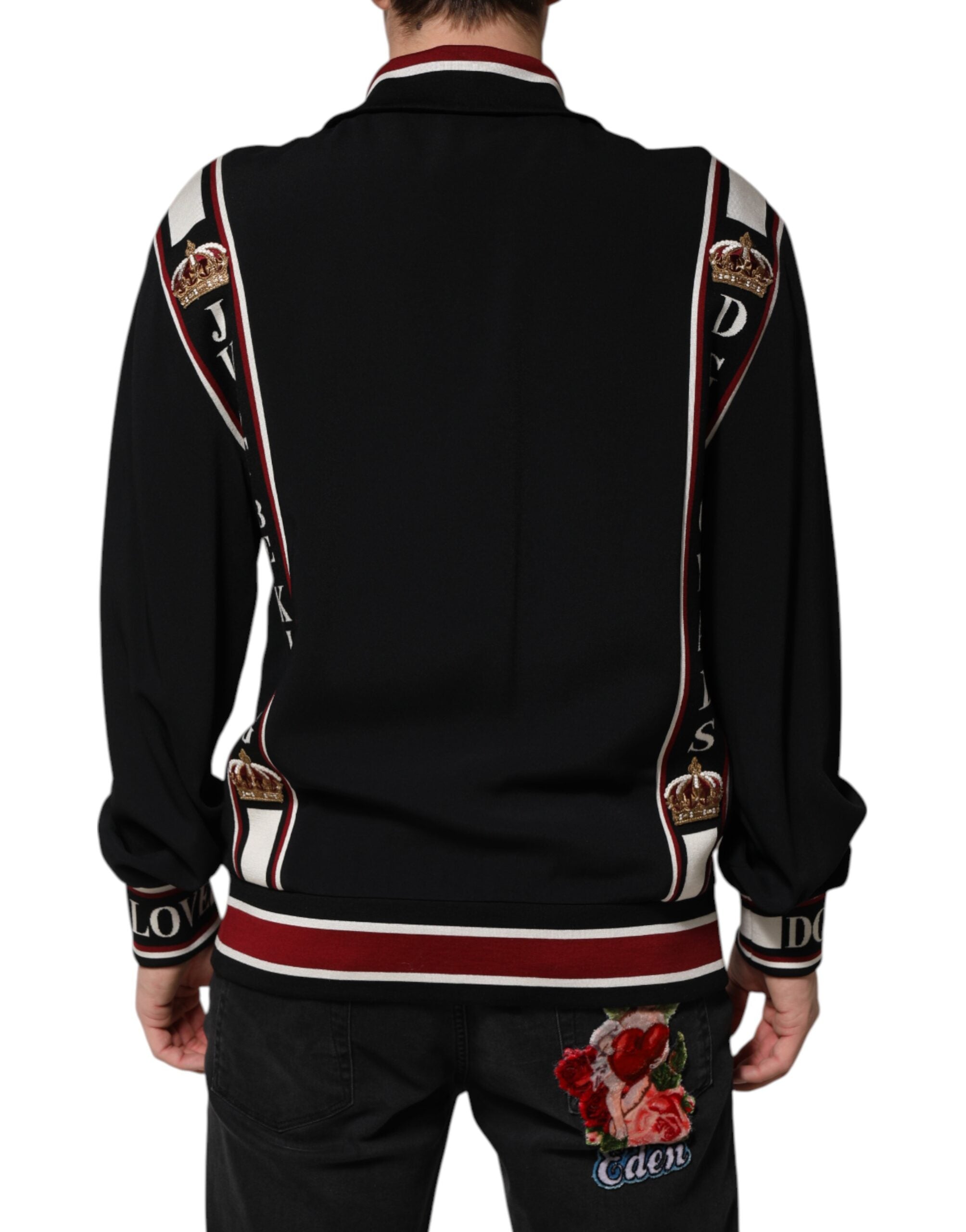 Dolce & Gabbana Schwarzes DG King Sweatshirt mit durchgehendem Reißverschluss Pullover-4