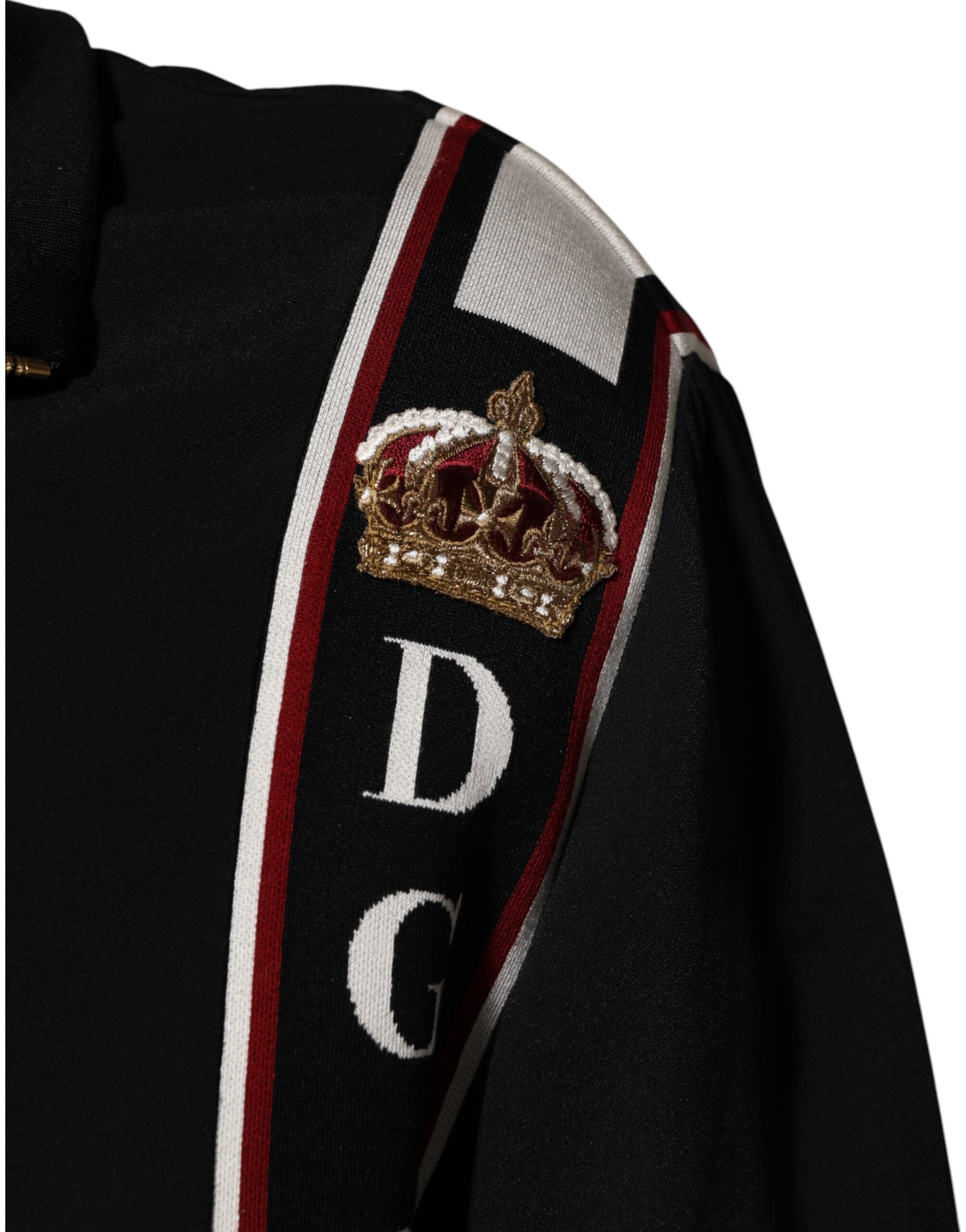 Dolce & Gabbana Schwarzes DG King Sweatshirt mit durchgehendem Reißverschluss Pullover-6