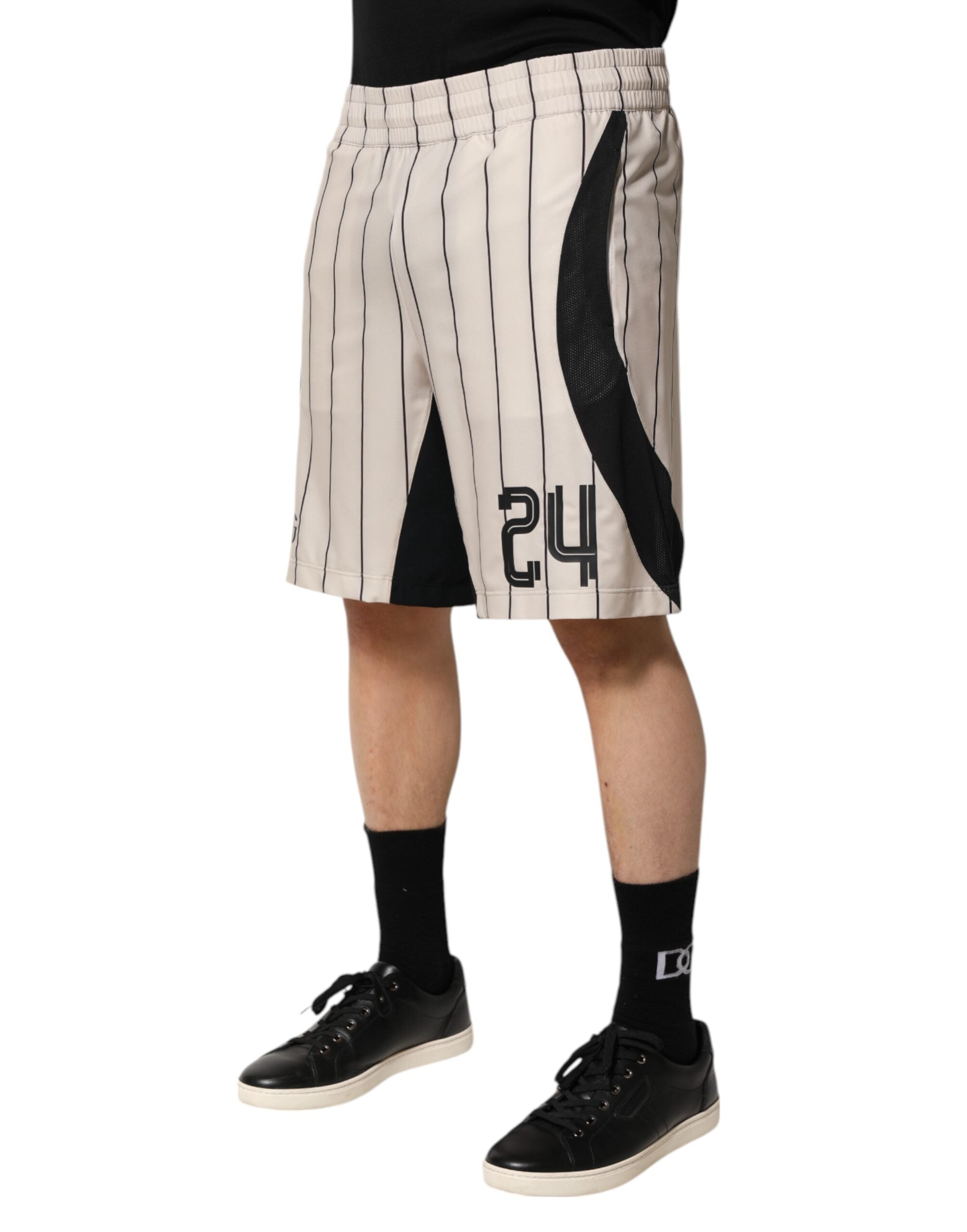 Dolce & Gabbana Off White Polyester DG Logo Sweatshorts Shorts-3