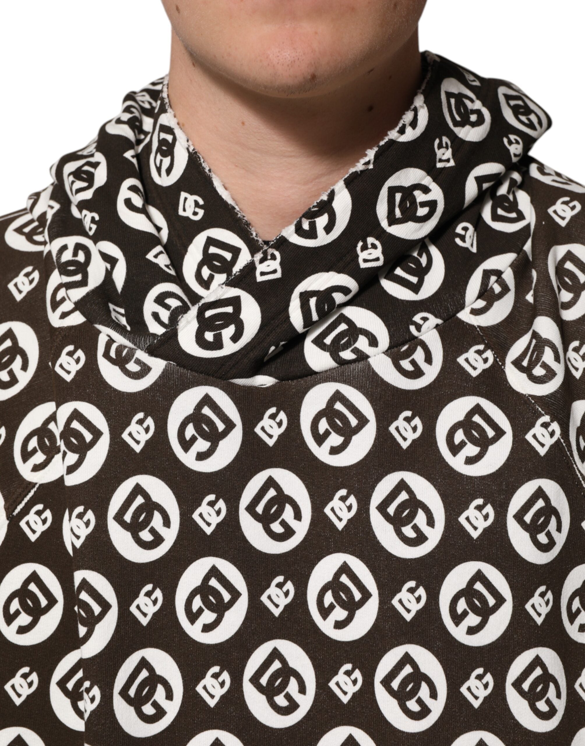 Dolce & Gabbana Brown White DG Logo Short Hoodie-5