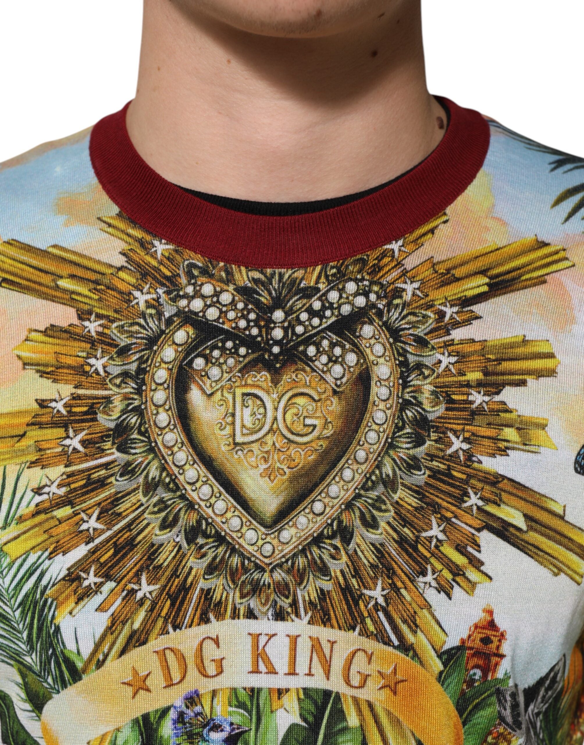 Suéter de seda con corona de corazones tropicales de Dolce & Gabbana-4
