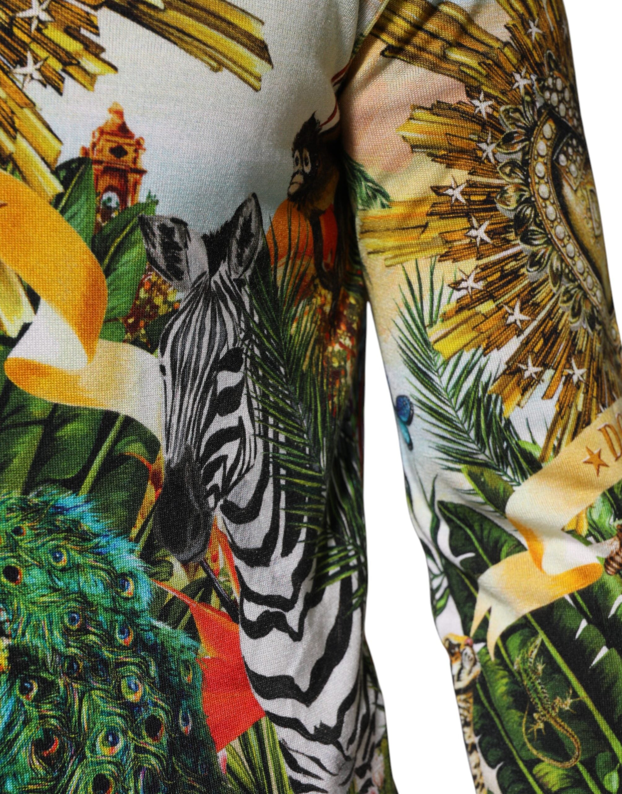 Suéter de seda con corona de corazones tropicales de Dolce & Gabbana-5