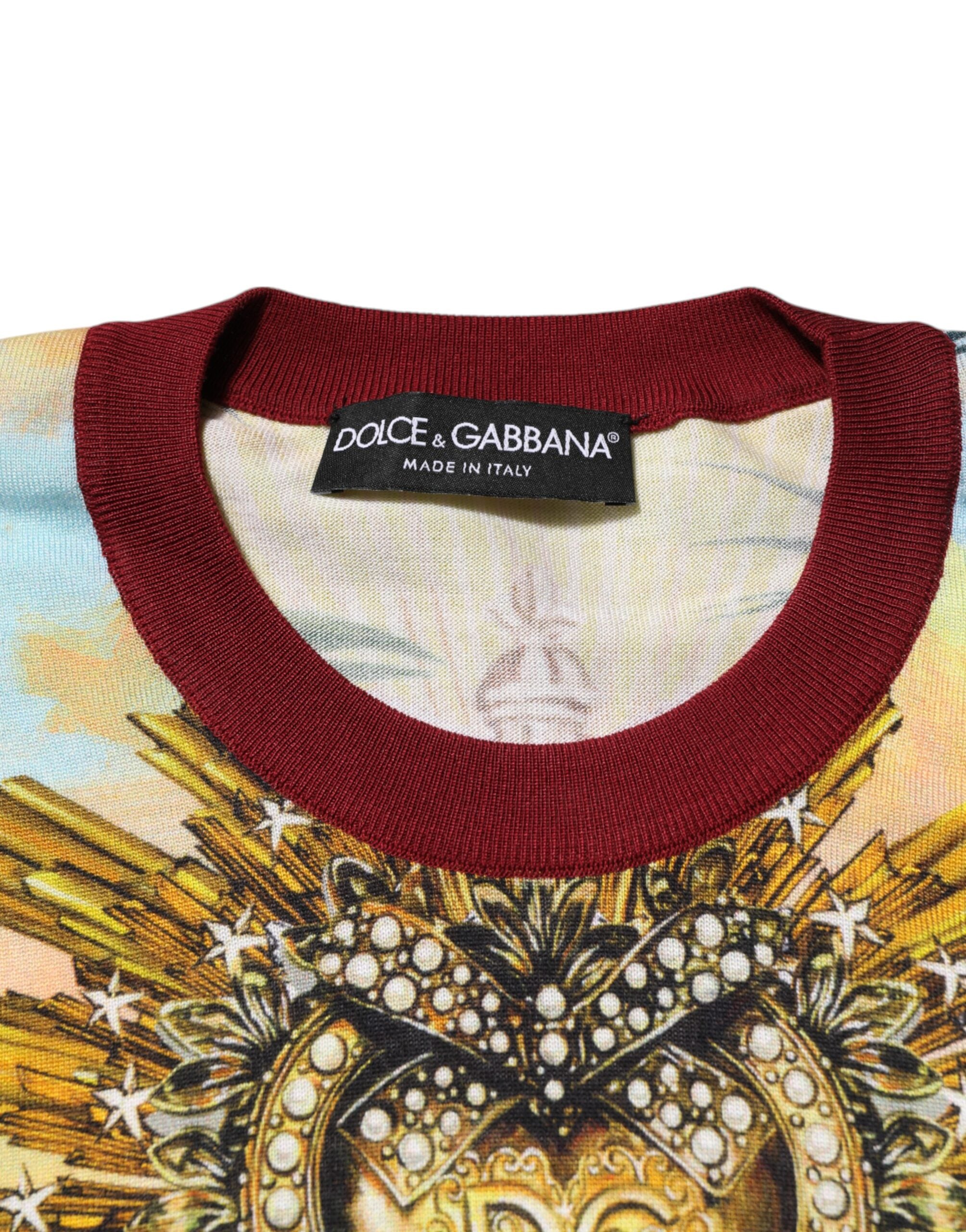 Suéter de seda con corona de corazones tropicales de Dolce & Gabbana-6