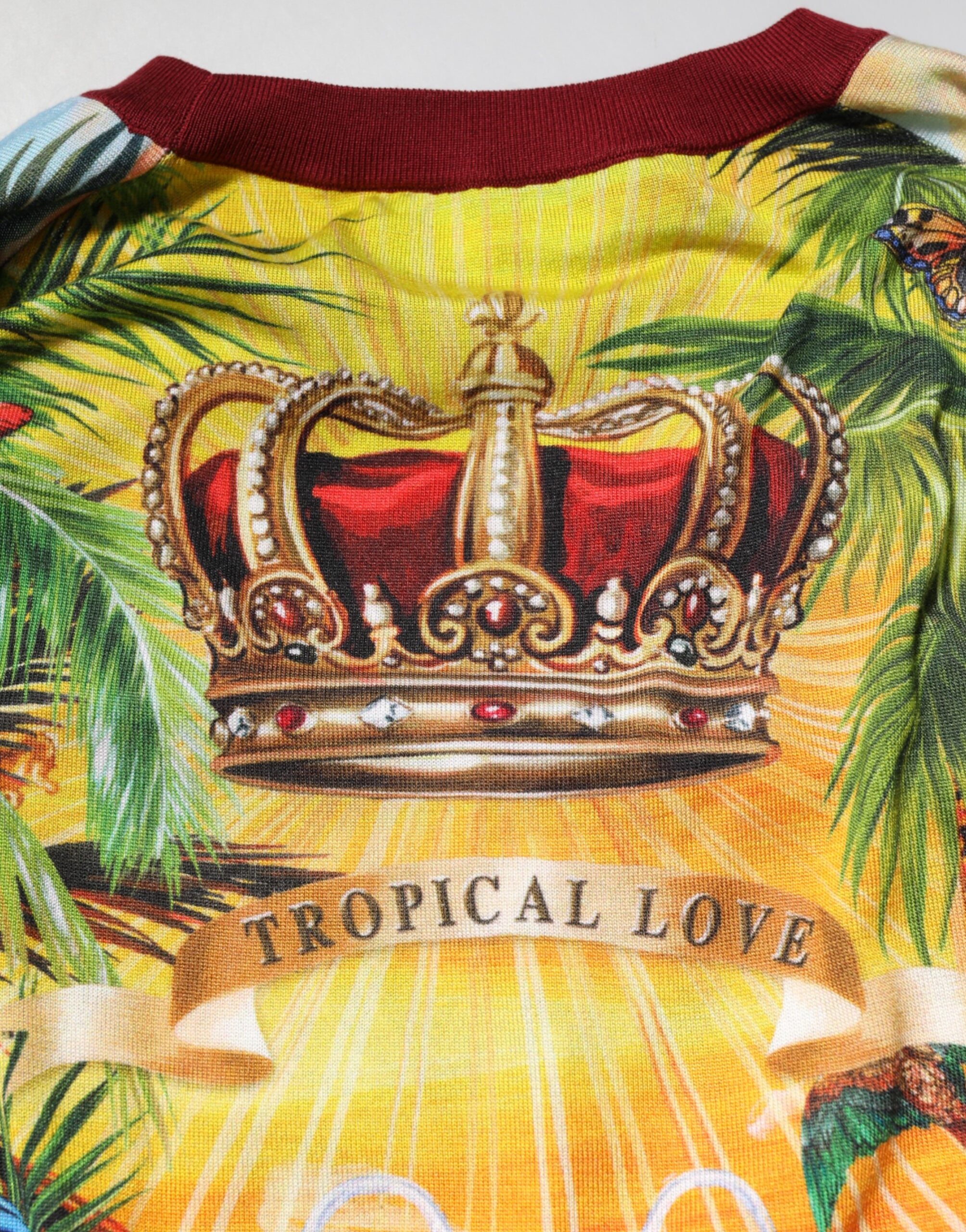 Suéter de seda con corona de corazones tropicales de Dolce & Gabbana-8