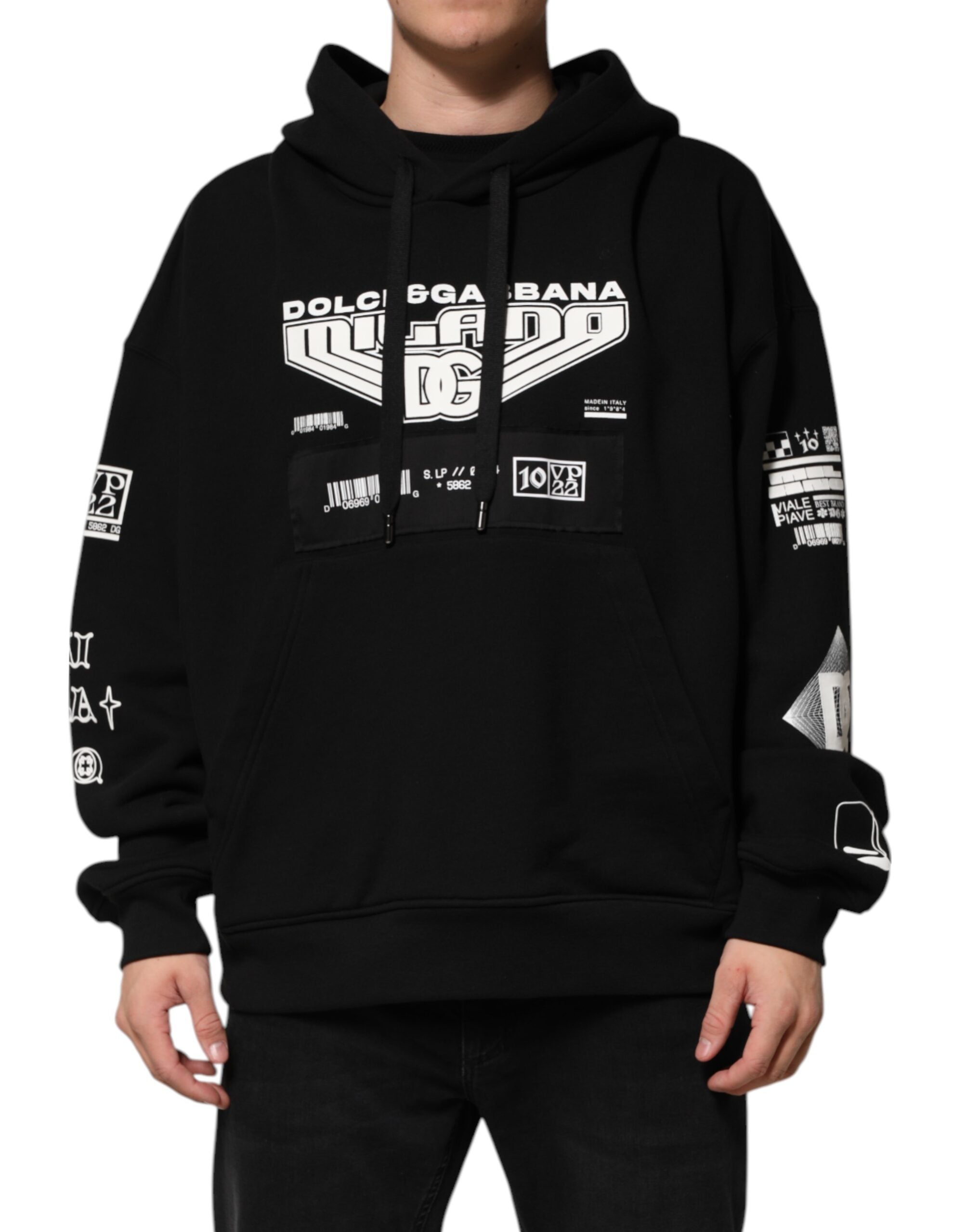 Dolce & Gabbana Black DG Milano Logo Print Cotton Hoodie-2