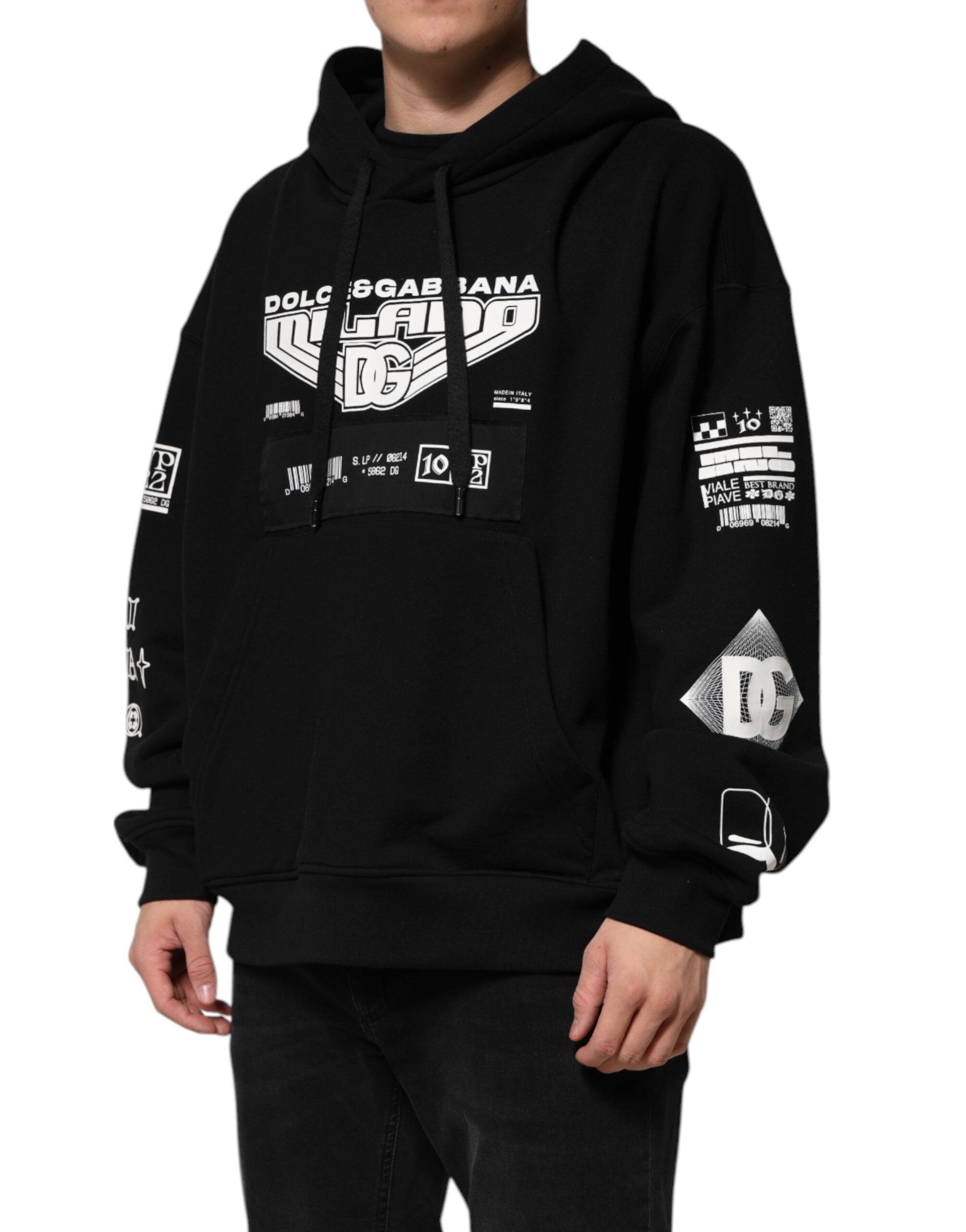 Dolce & Gabbana Black DG Milano Logo Print Cotton Hoodie-3