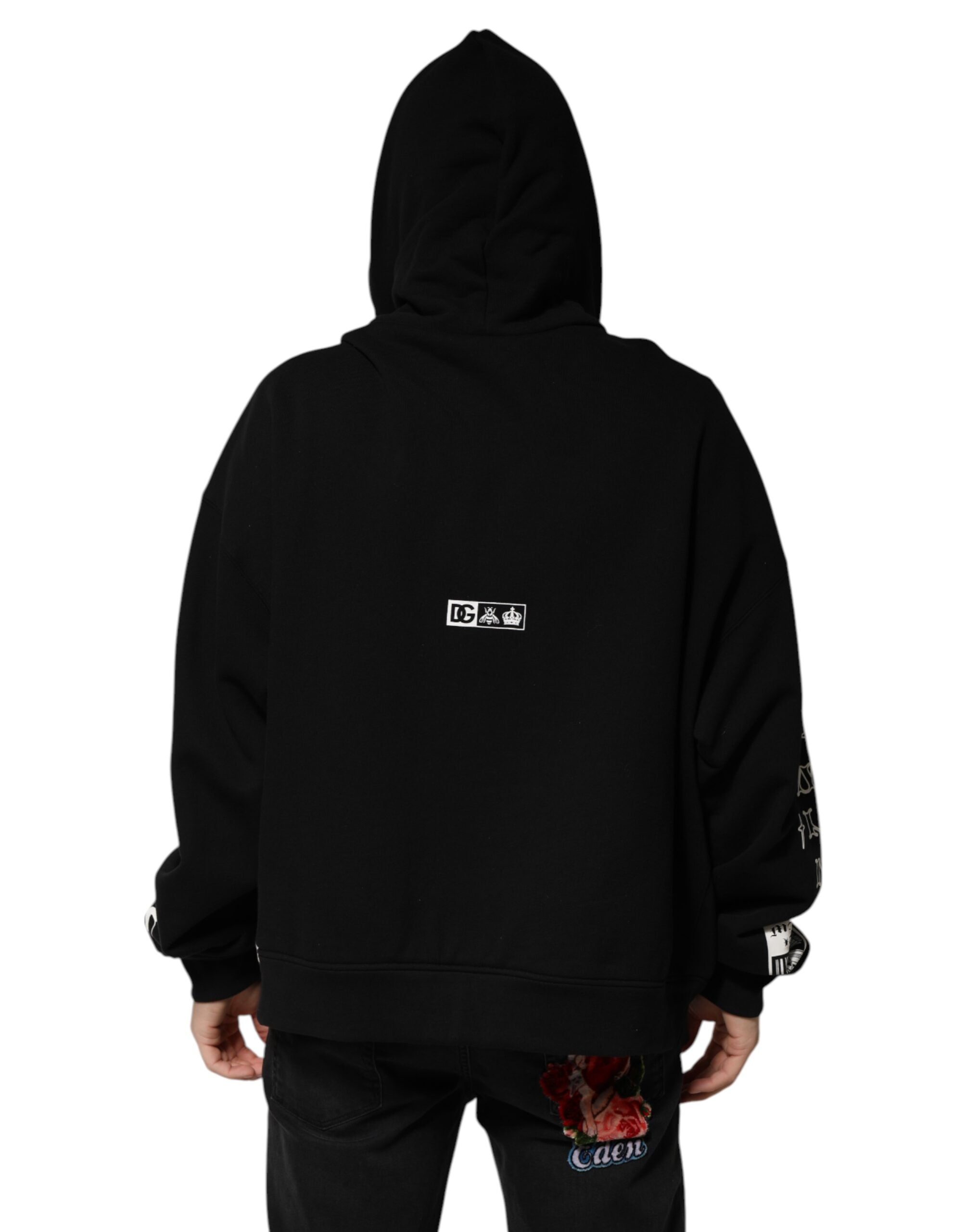 Dolce & Gabbana Black DG Milano Logo Print Cotton Hoodie-4