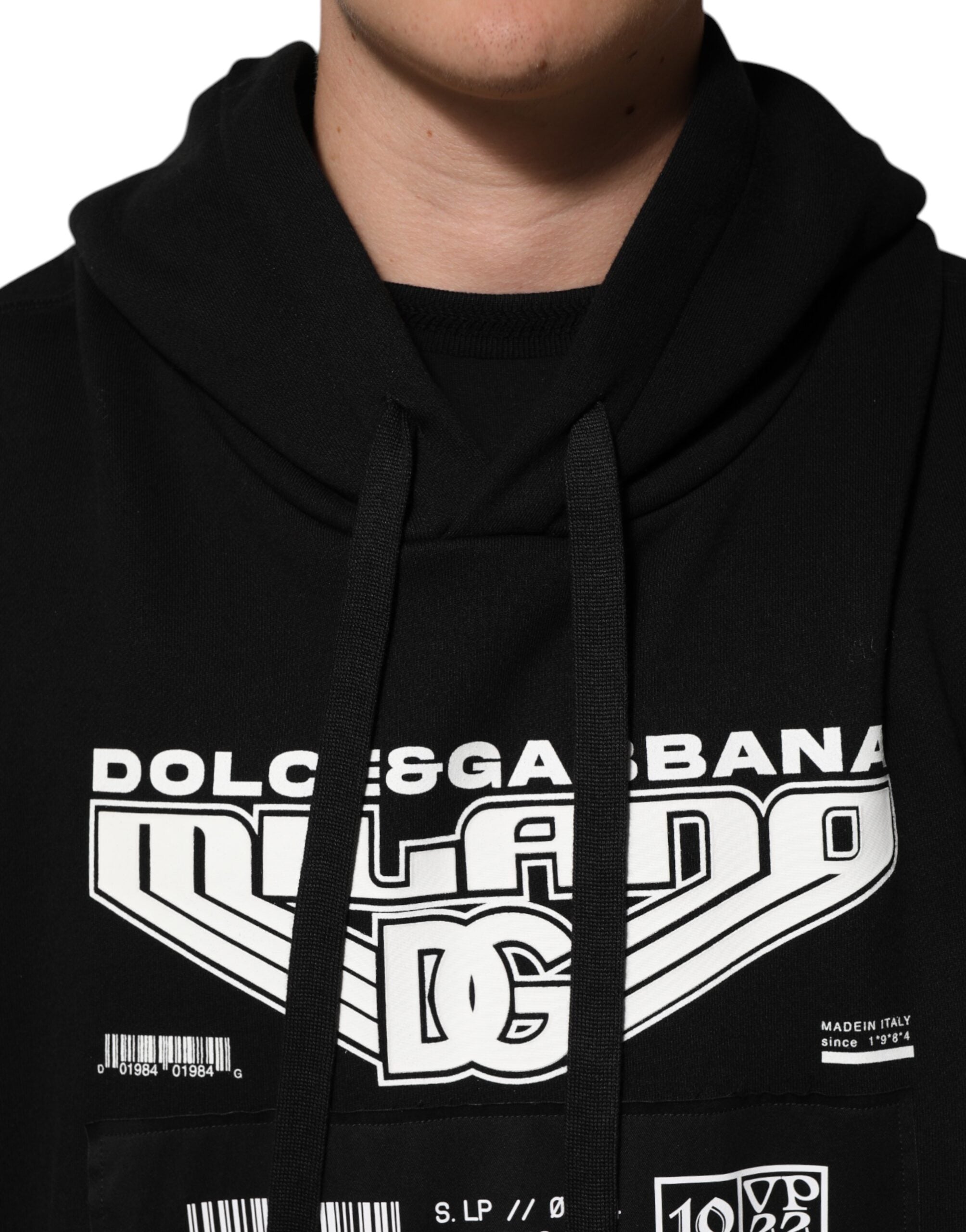 Dolce & Gabbana Black DG Milano Logo Print Cotton Hoodie-5