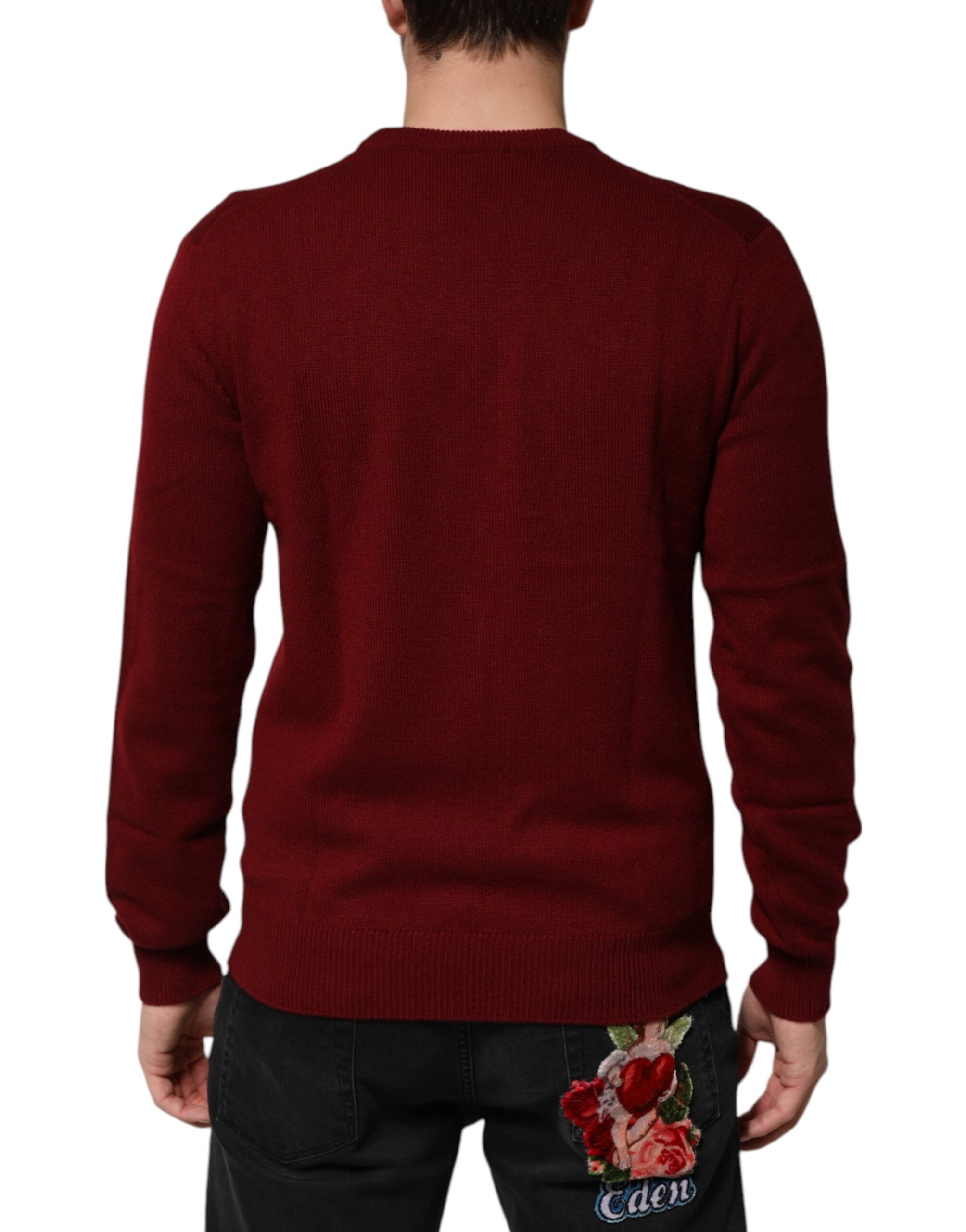 Dolce & Gabbana burgundy cashmere sweater with lion crest-4