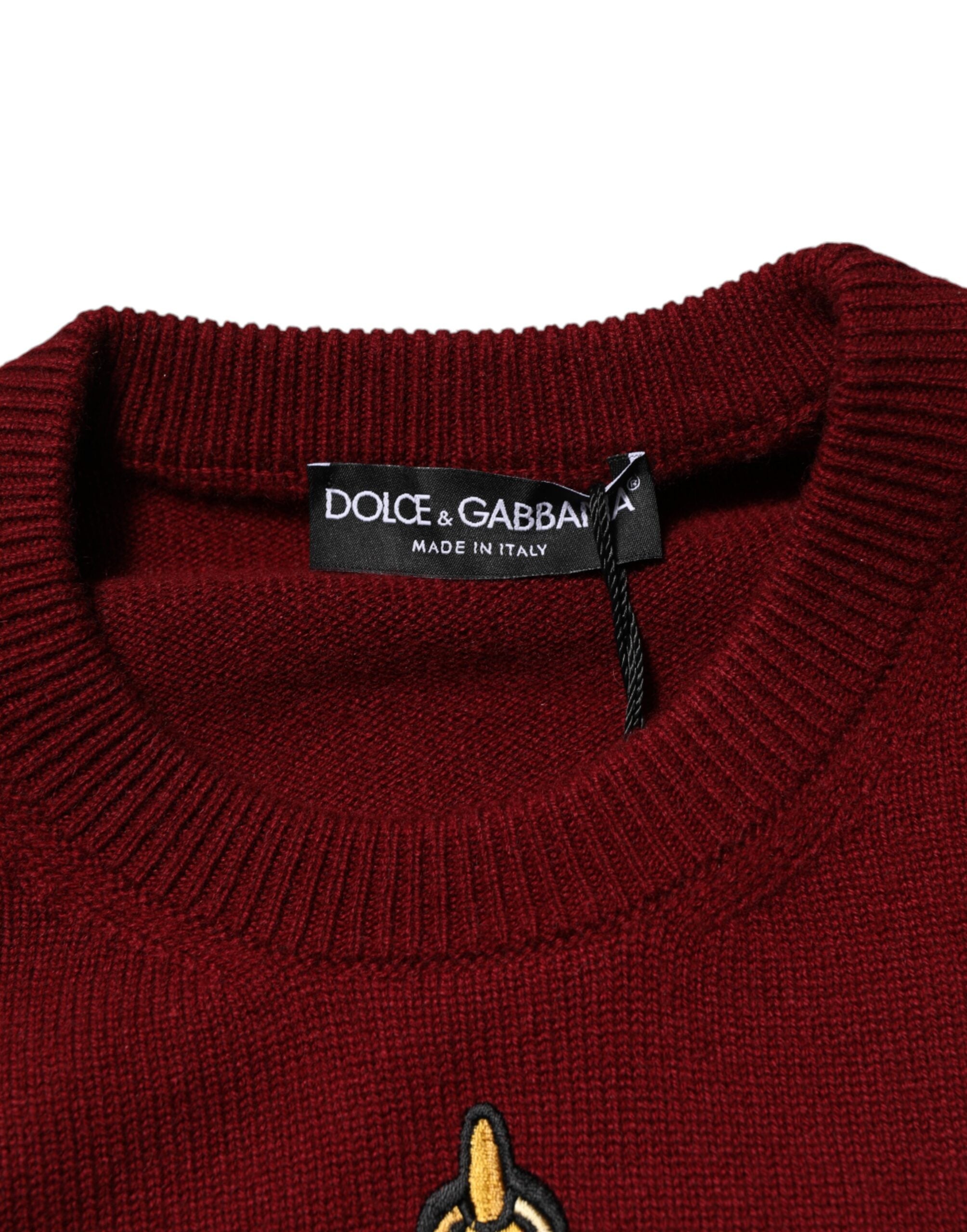 Dolce & Gabbana burgundy cashmere sweater with lion crest-6