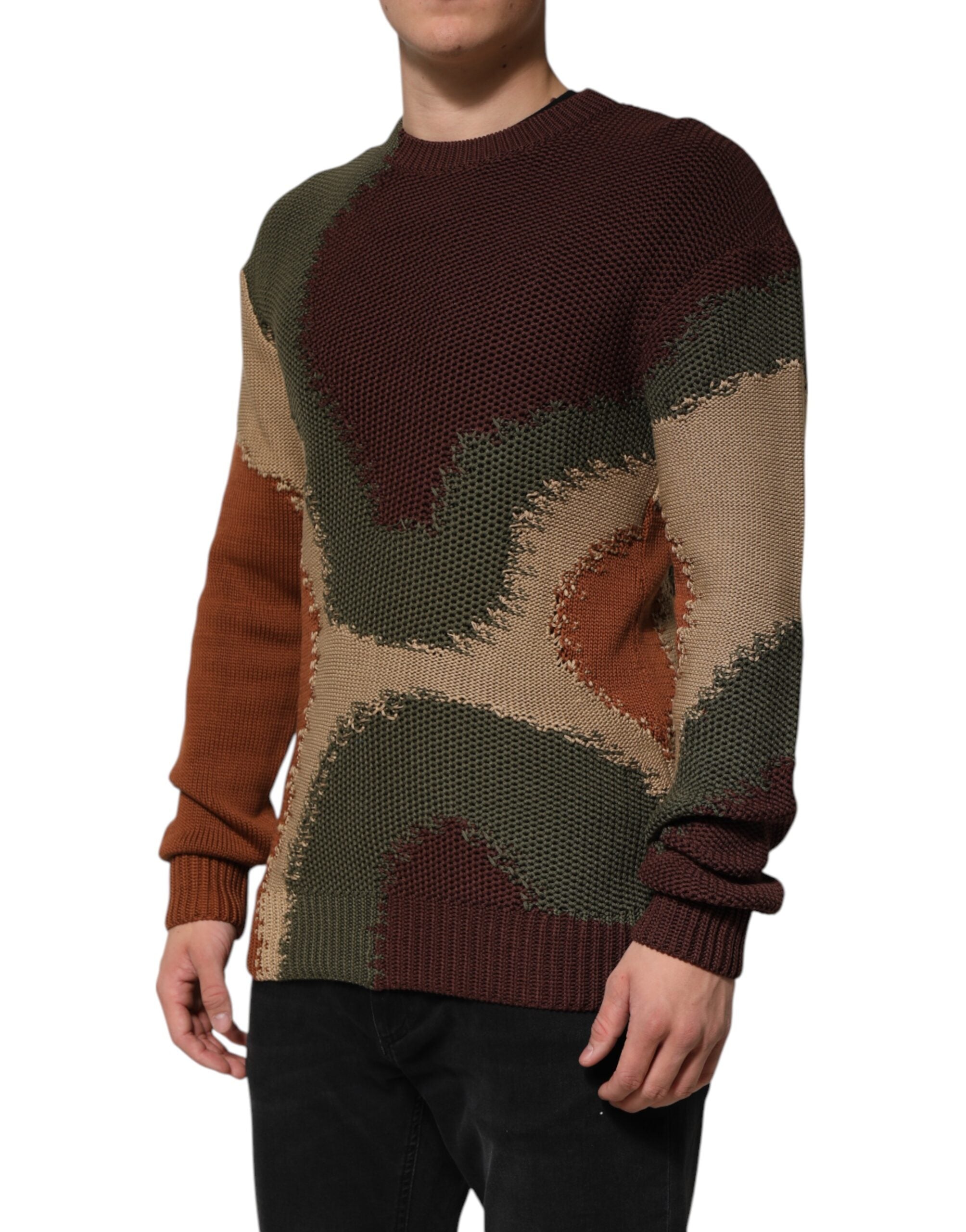 Dolce & Gabbana Multicolor Baumwolle Abstrakt Männer Pullover Sweater-3