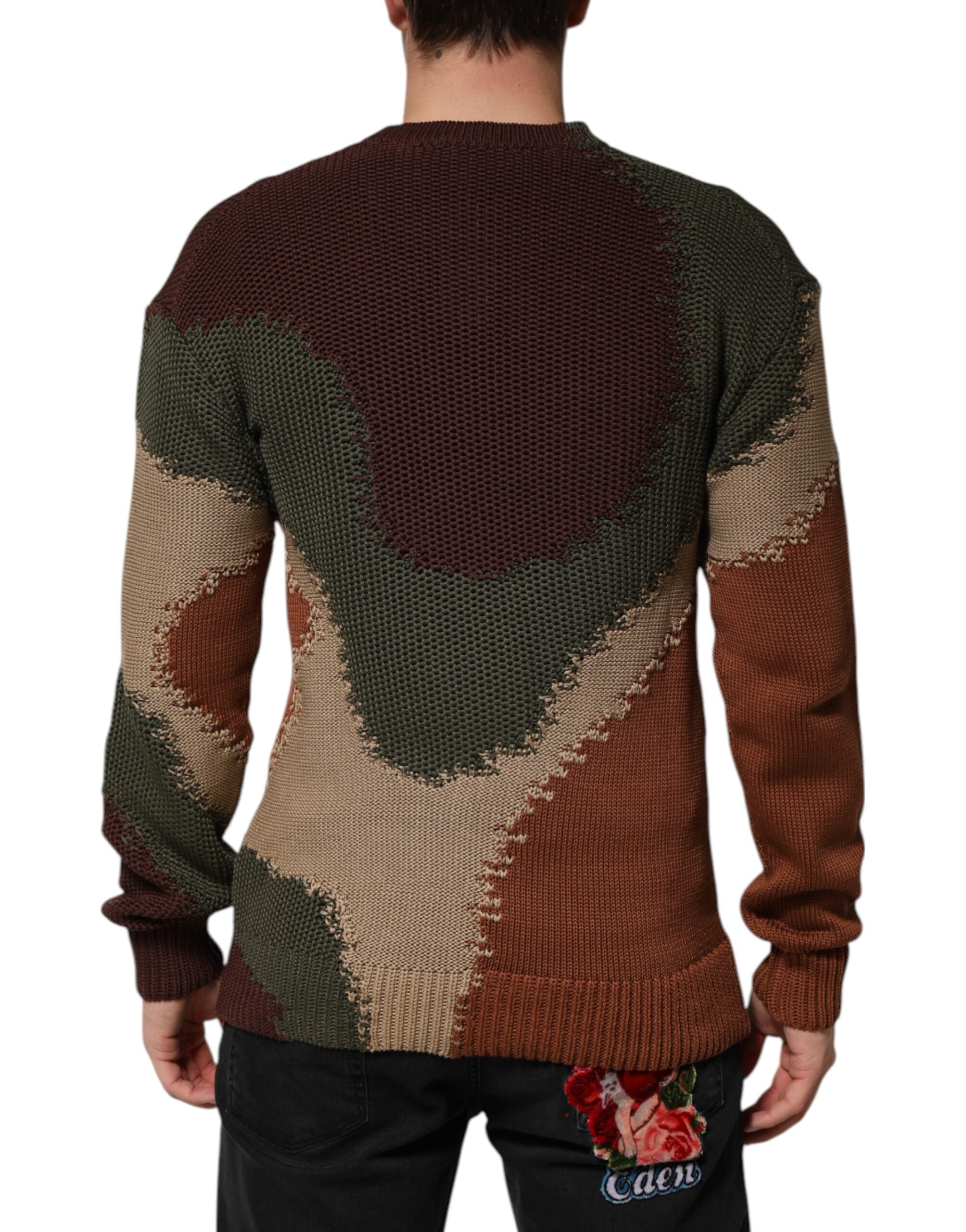 Dolce & Gabbana Multicolor Baumwolle Abstrakt Männer Pullover Sweater-4