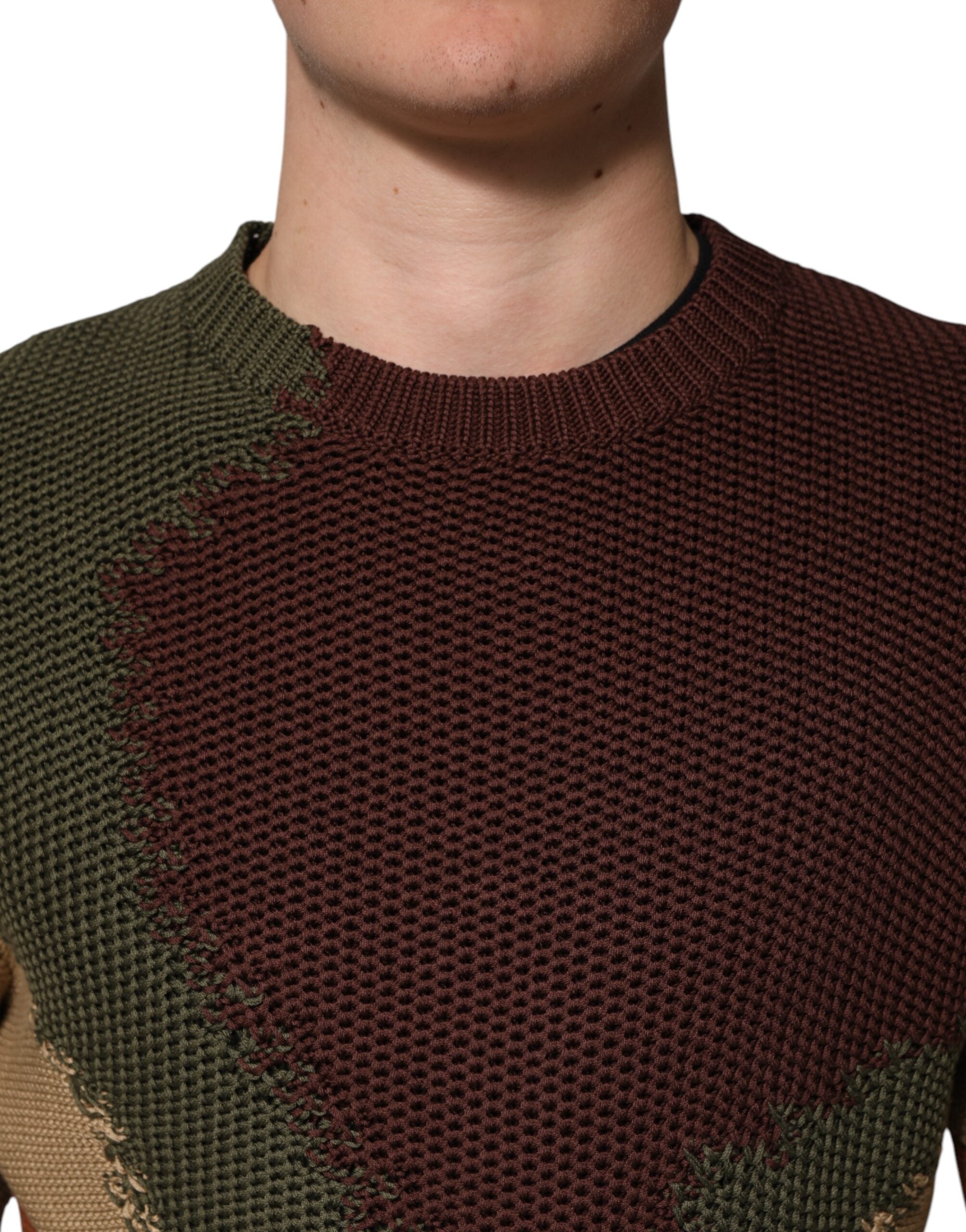 Dolce & Gabbana Multicolor Baumwolle Abstrakt Männer Pullover Sweater-5