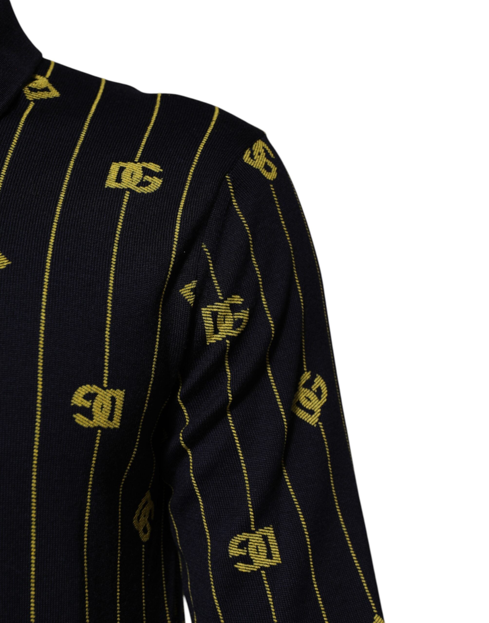 Dolce & Gabbana Schwarzes Logo-Jacquard-Strick-Poloshirt T-Shirt-6
