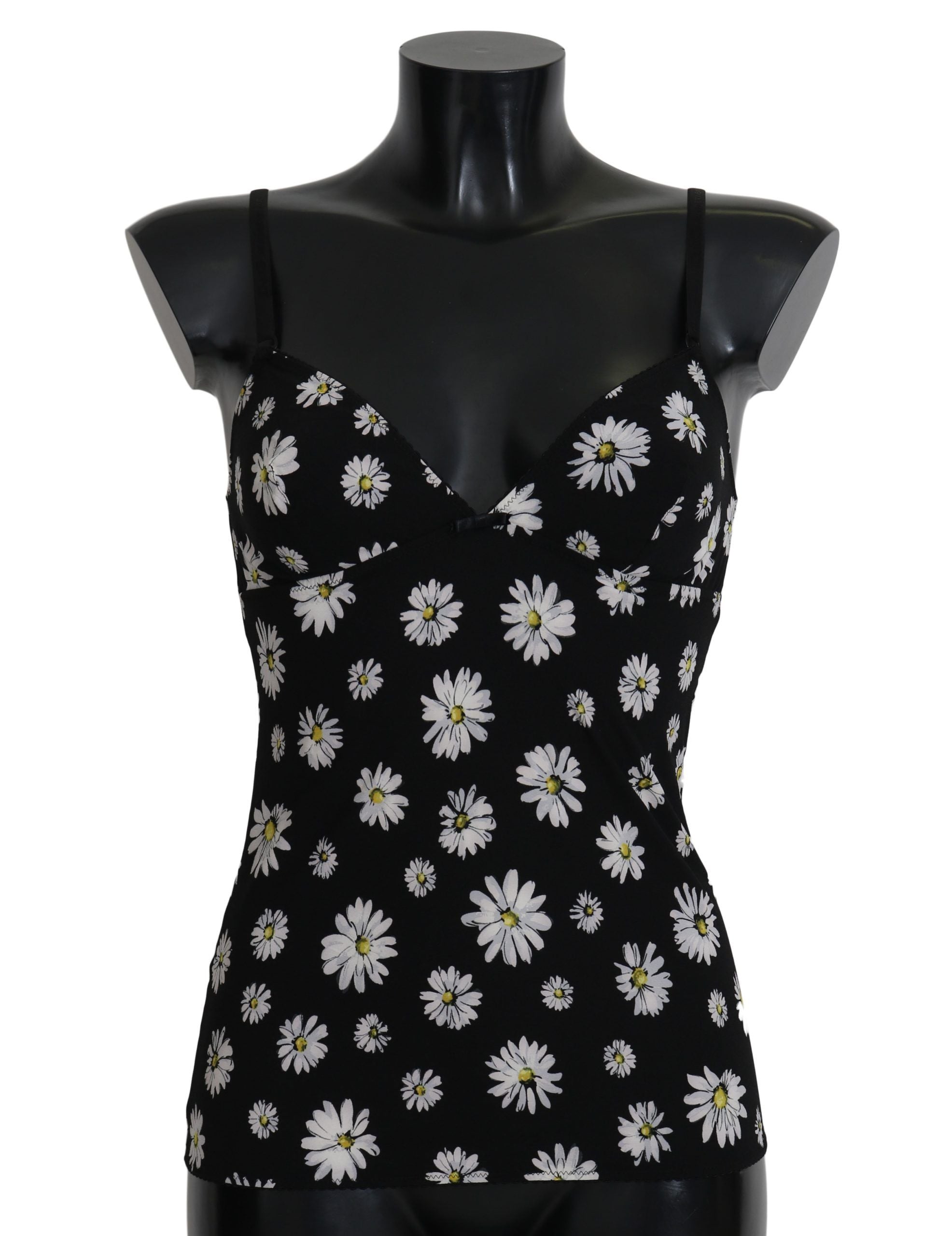 Dolce & Gabbana Black Daisy Print Dress Lingerie Chemisole-1