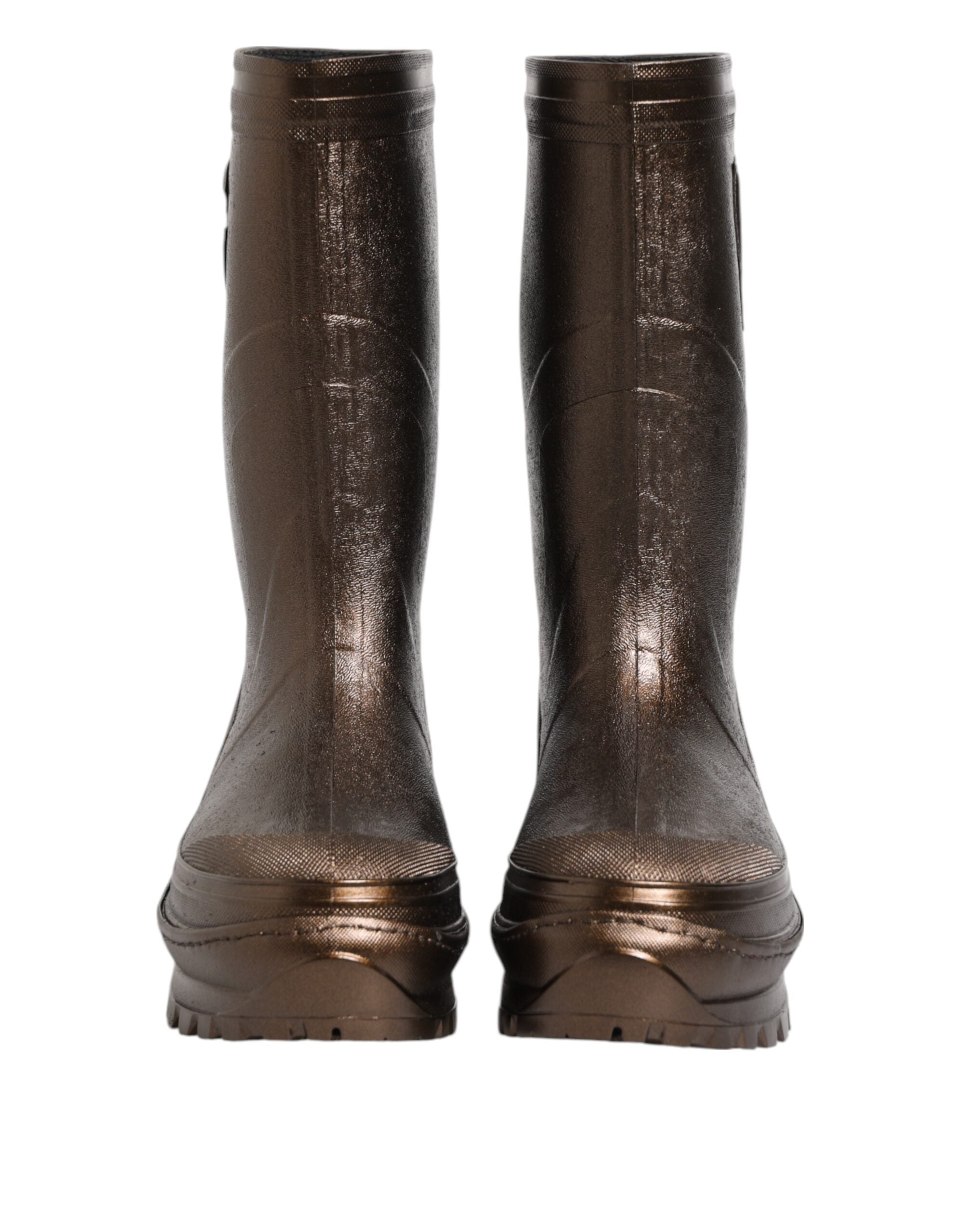 Dolce & Gabbana Metallic Bronze Pull On Regen Stiefel Schuhe-3