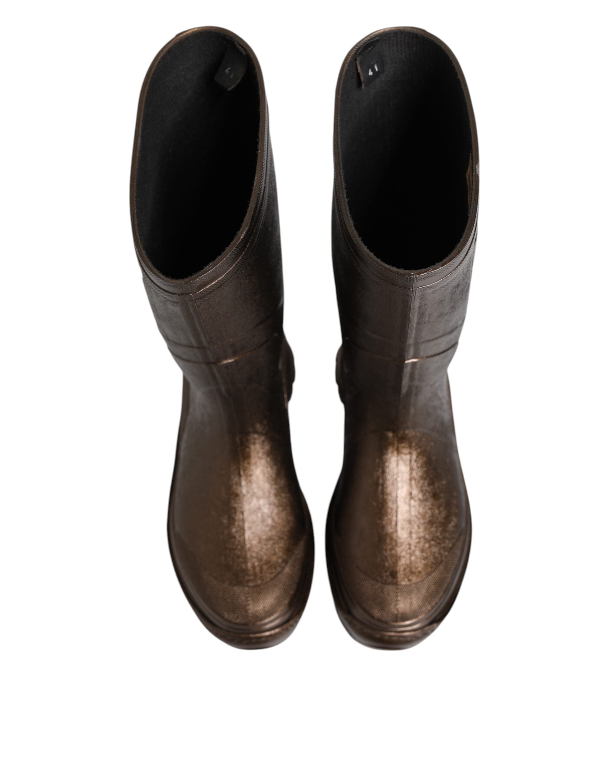 Dolce & Gabbana Metallic Bronze Pull On Regen Stiefel Schuhe-4