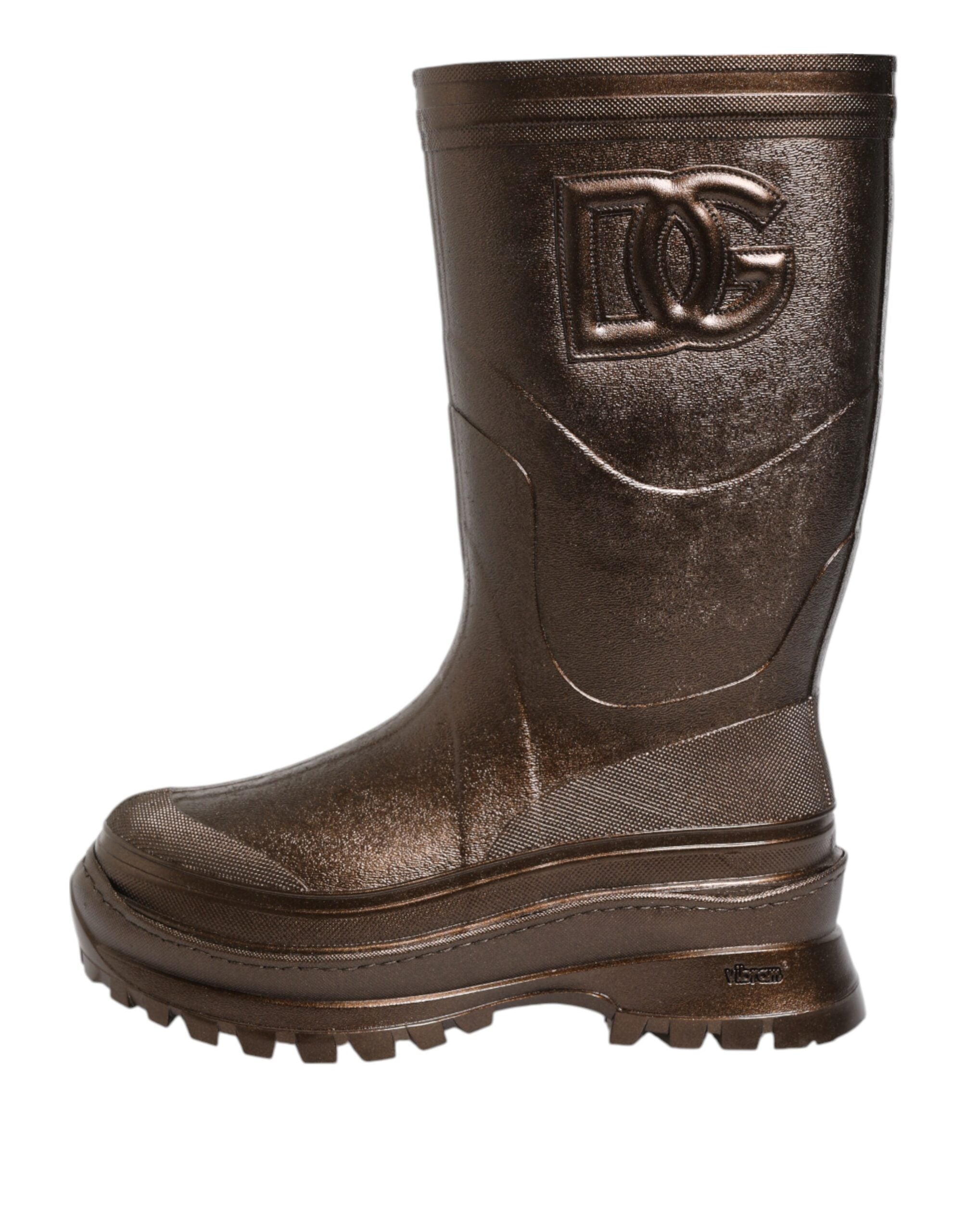 Dolce & Gabbana Metallic Bronze Pull On Regen Stiefel Schuhe-7