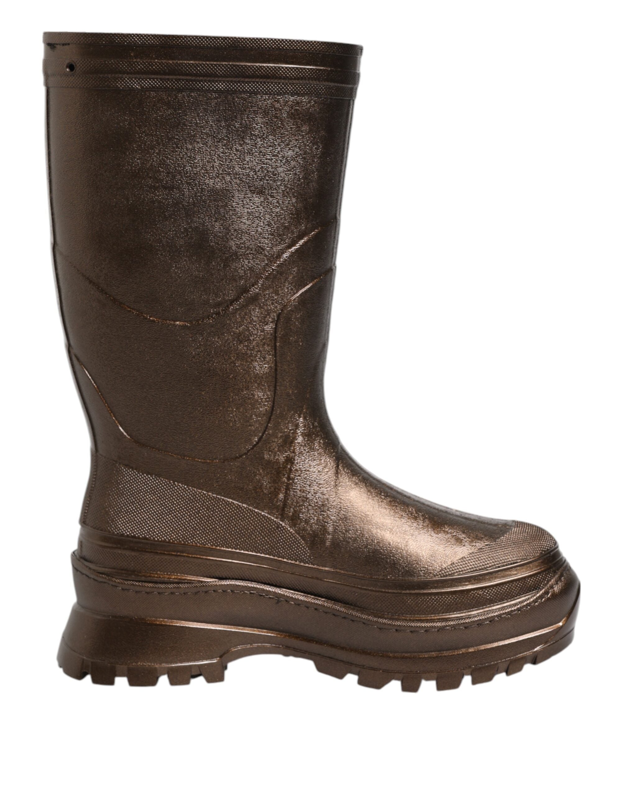 Dolce & Gabbana Metallic Bronze Pull On Regen Stiefel Schuhe-1