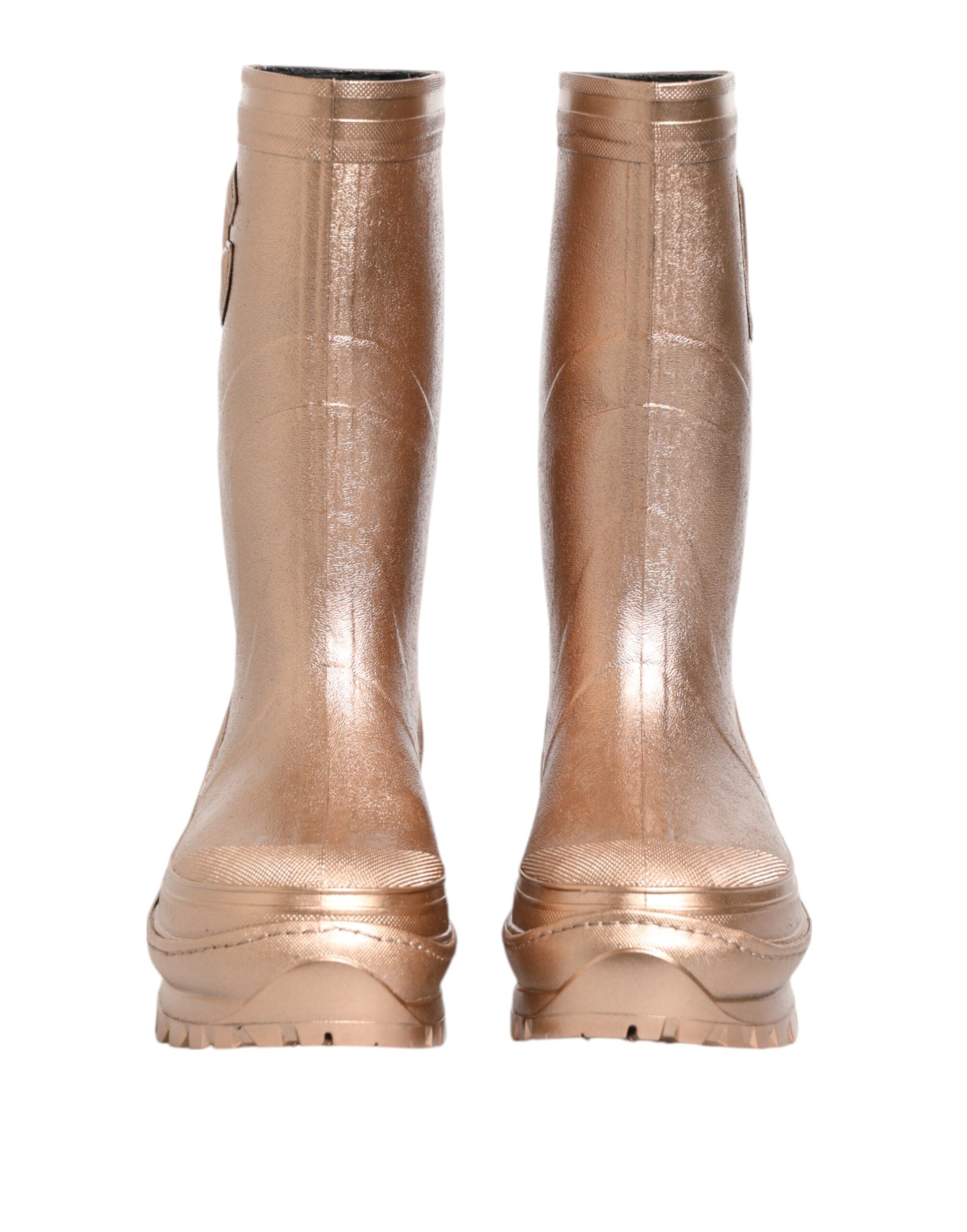 Dolce & Gabbana Rose Gold Gummi Pull On Regen Stiefel Schuhe-3